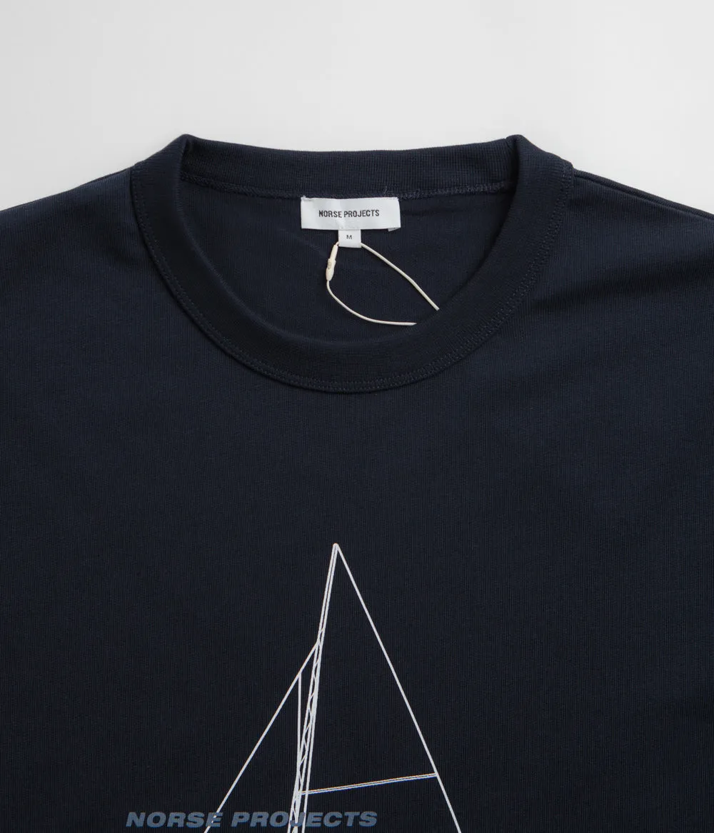 Norse Projects Holger Organic Boat Print T-Shirt - Dark Navy Modern
