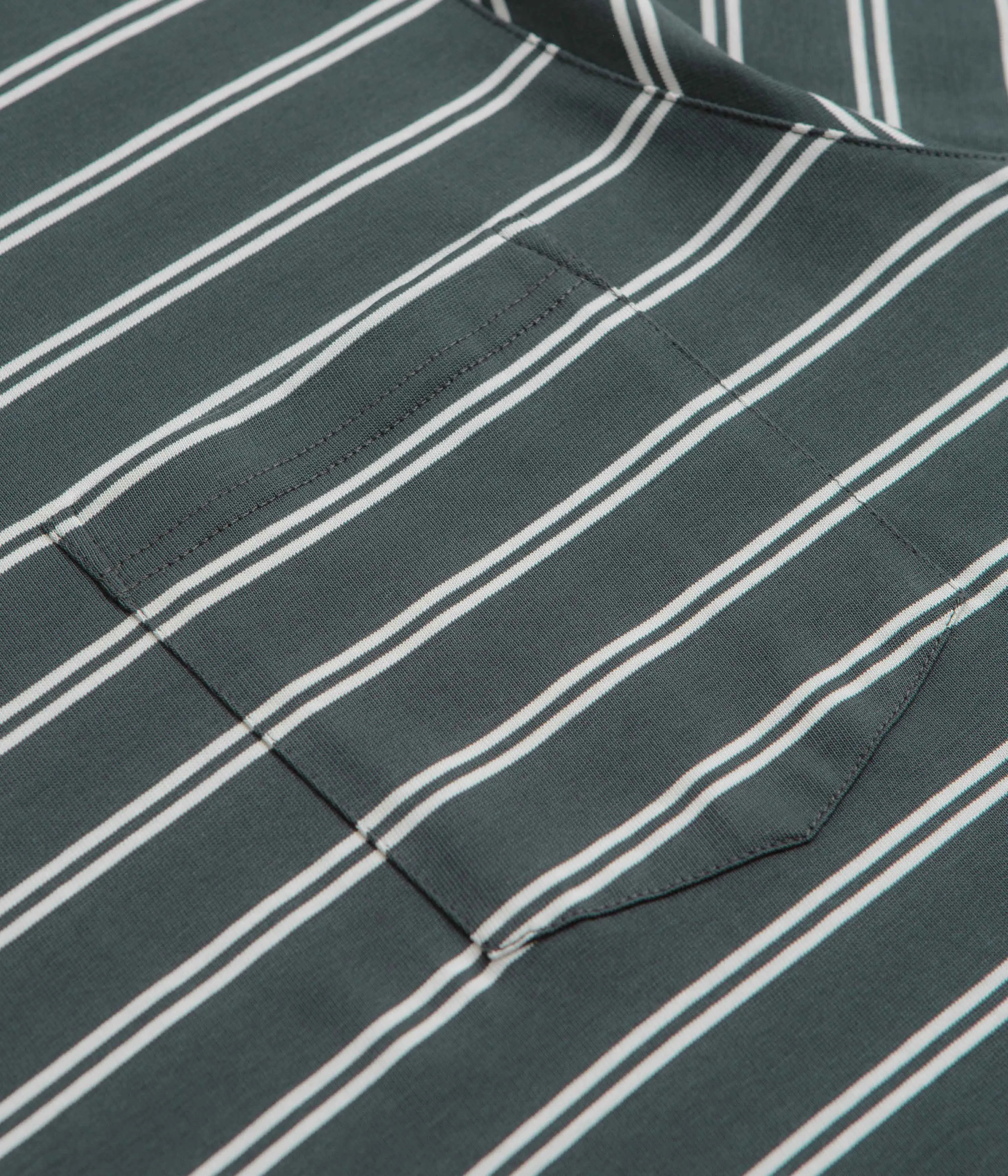 Norse Projects Holger Organic Sailor Stripe Pocket T-Shirt - Battleship Grey No Slip Sleeve Banding European size