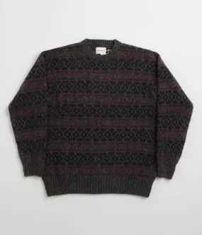 Norse Projects Jonas Scottish Lambswool Fair Isle Sweatshirt - Charcoal Grey product loop stability