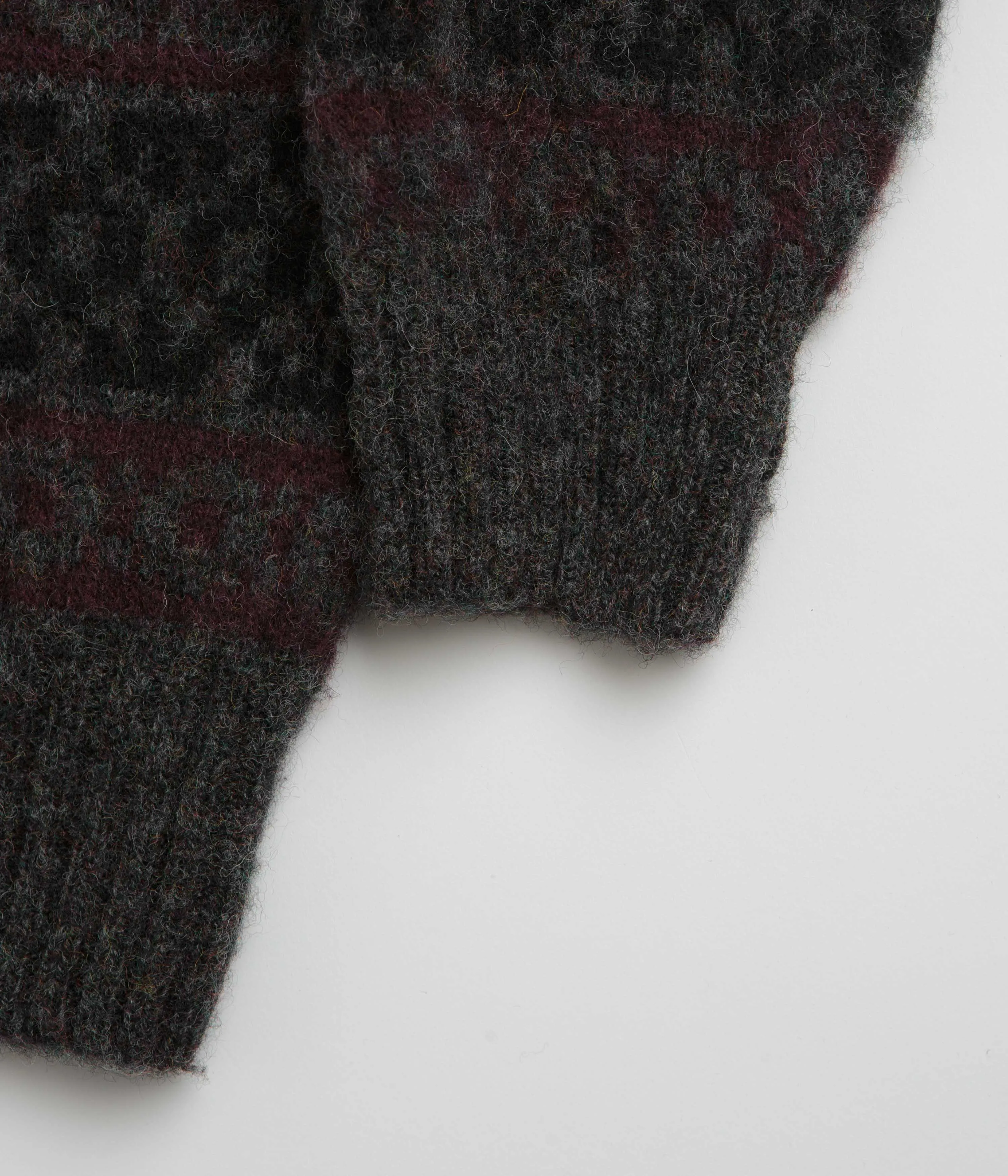 product checkered classicism Norse Projects Jonas Scottish Lambswool Fair Isle Sweatshirt - Charcoal Grey