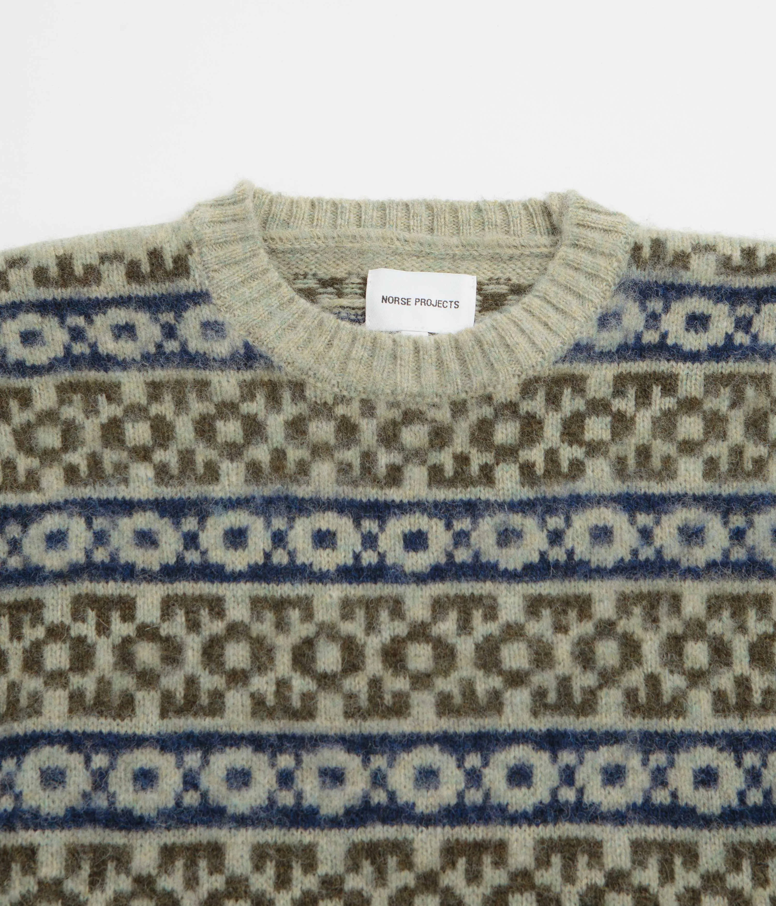High Quality product geometric precision Norse Projects Jonas Scottish Lambswool Fair Isle Sweatshirt - Elm