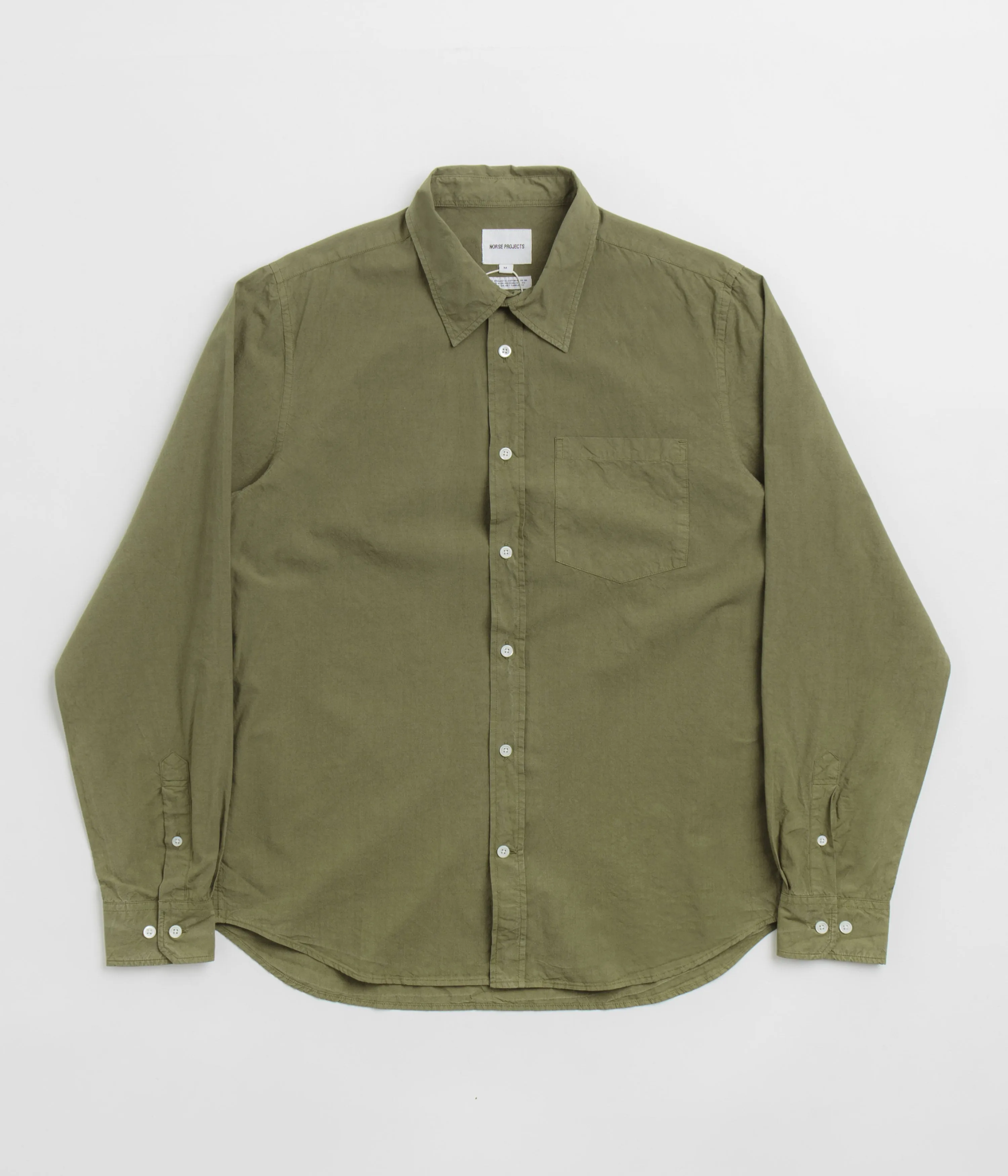 Norse Projects Osvald Cotton Tencel Shirt - Sitka Green Spring Collection Comfort Stretch
