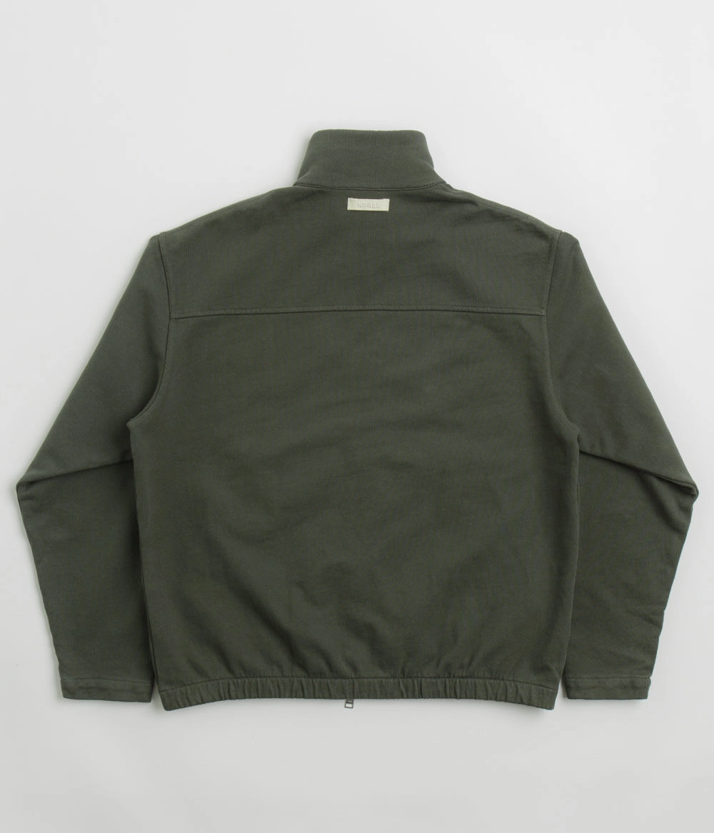 Norse Projects Bjorn Relaxed Organic Loopback Track Jacket - Black Olive Noise Free Movement Button Snap Conversion