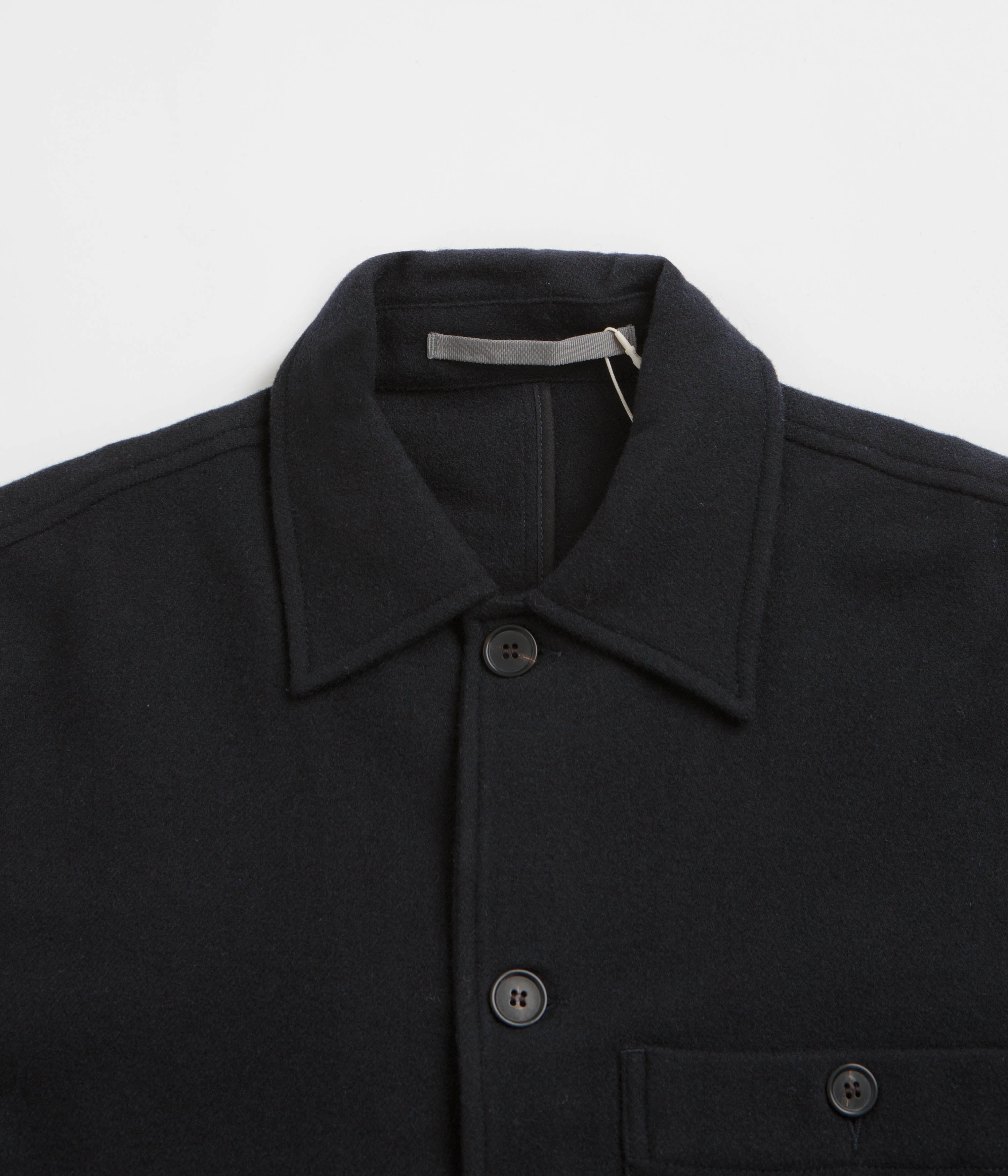 commuting Diploma Norse Projects Folke Wool Overshirt - Dark Navy