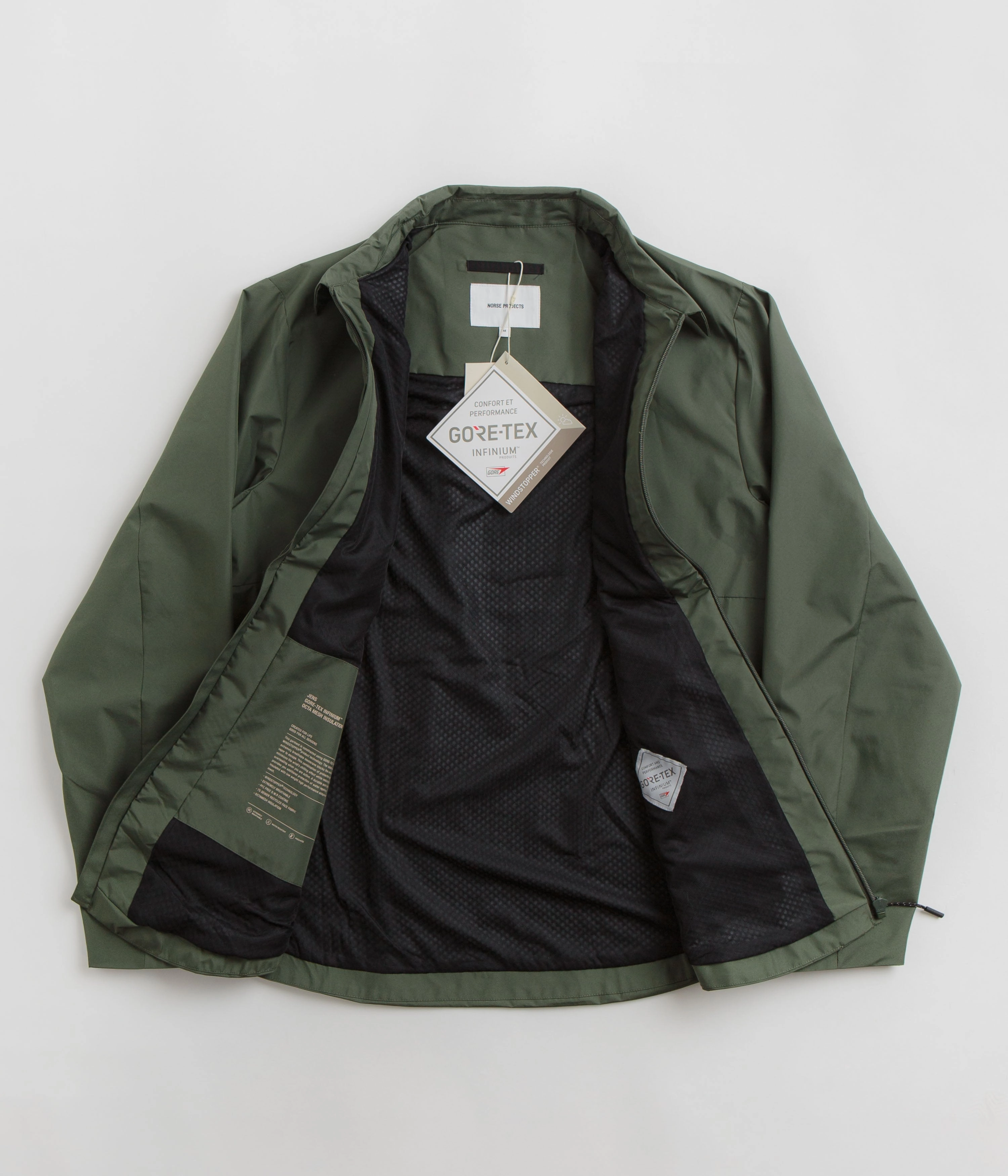 Norse Projects Jens Gore-Tex Infinium Insulated Shirt Jacket - Spruce Green Breathable rainy