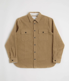 Market Layering Compatible Norse Projects Silas Textured Cotton Wool Overshirt - Camel