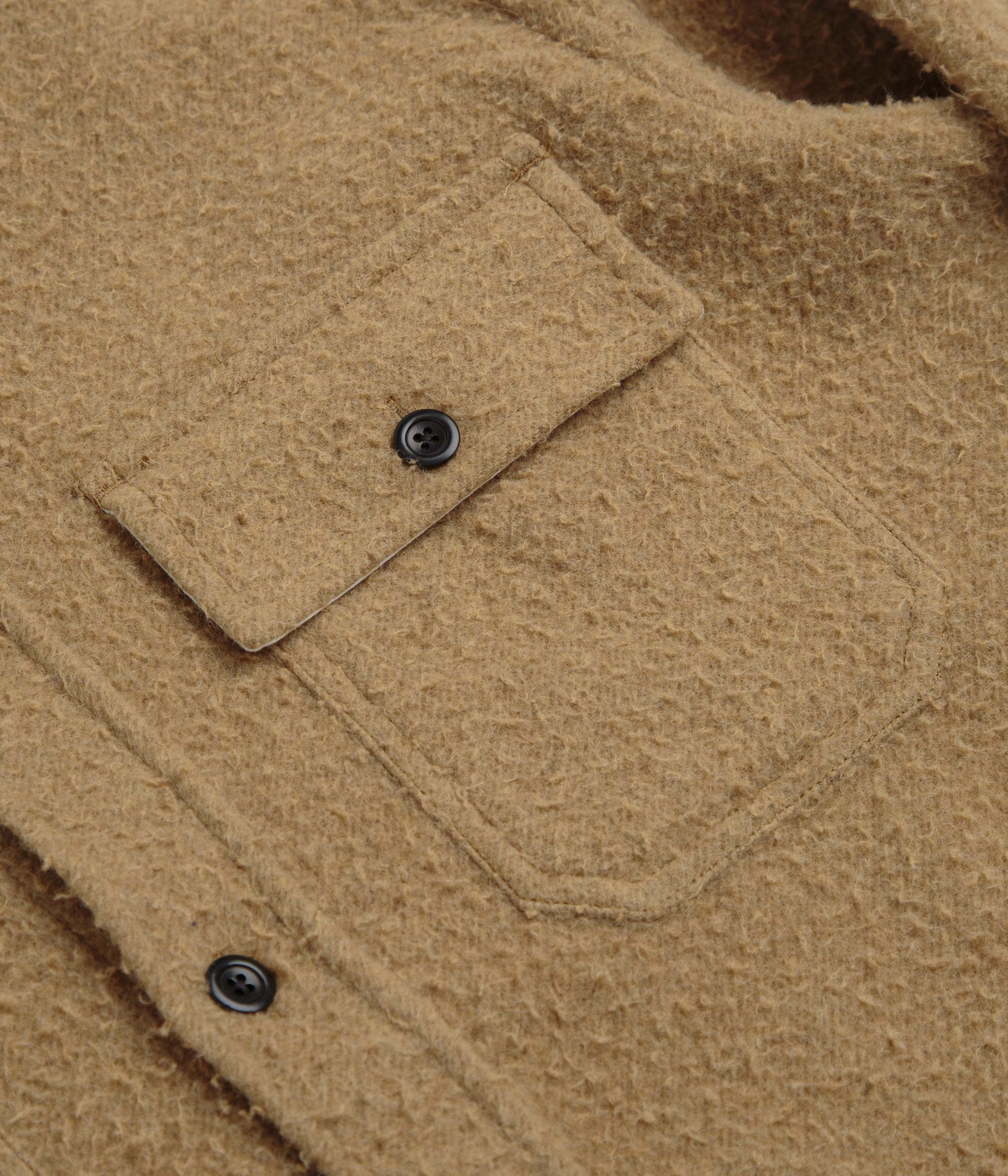 Norse Projects Silas Textured Cotton Wool Overshirt - Camel Round-neck