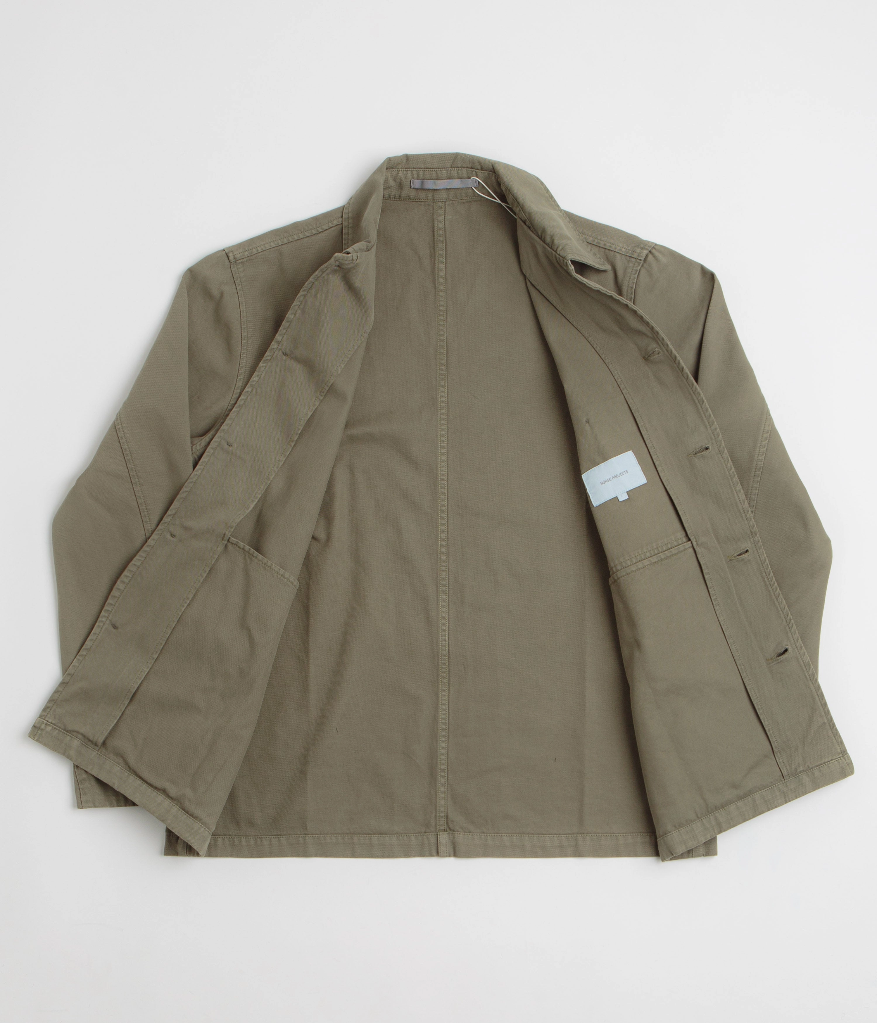 Norse Projects Standard Twill Overshirt - Sediment Green Windproof Barrier Design