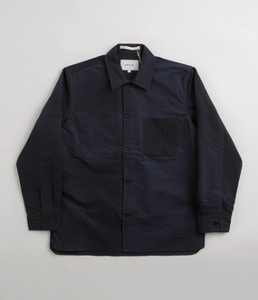 Quilted Construction Vegan Option Norse Projects Ulrik Wave Dye Overshirt - Dark Navy
