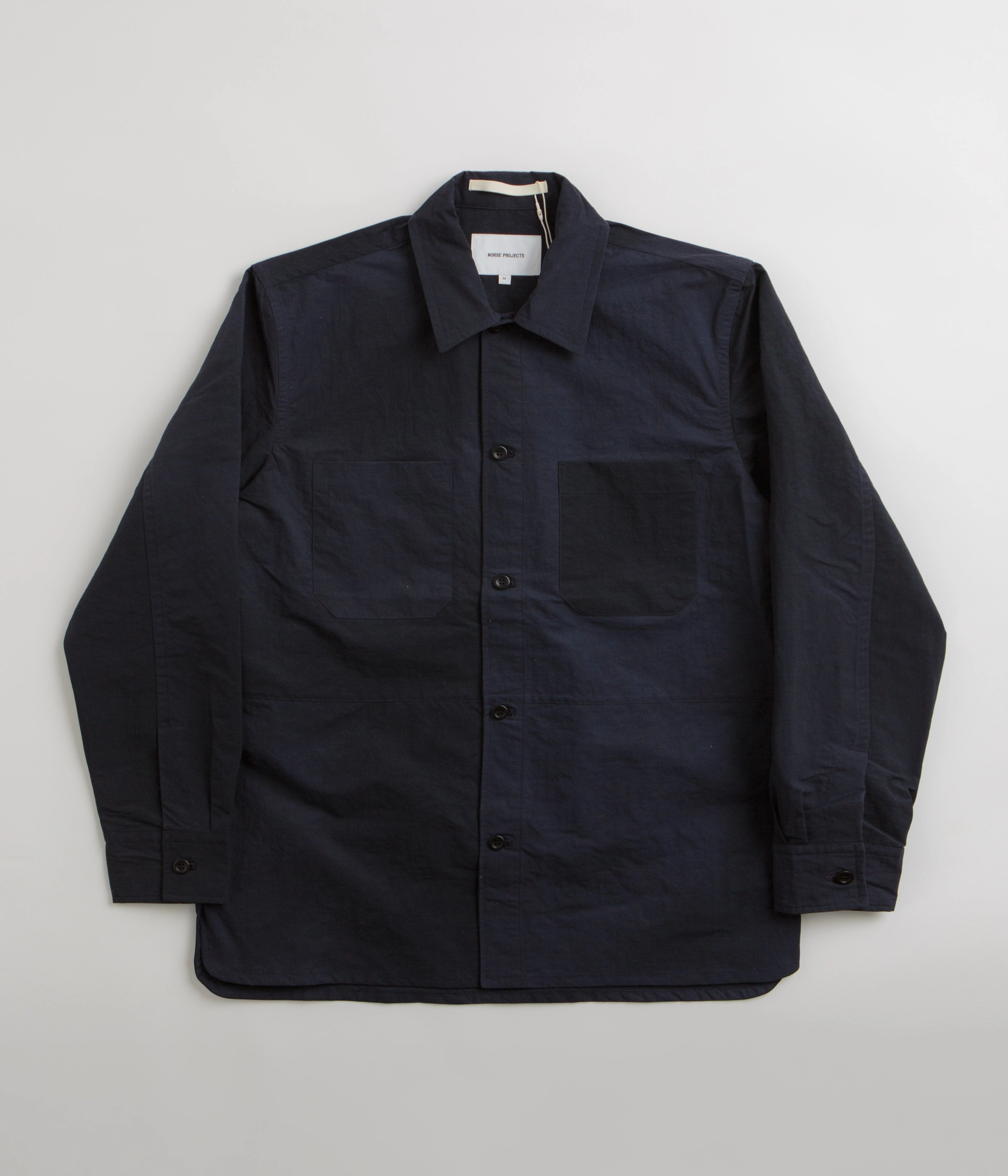 Quilted Construction Vegan Option Norse Projects Ulrik Wave Dye Overshirt - Dark Navy