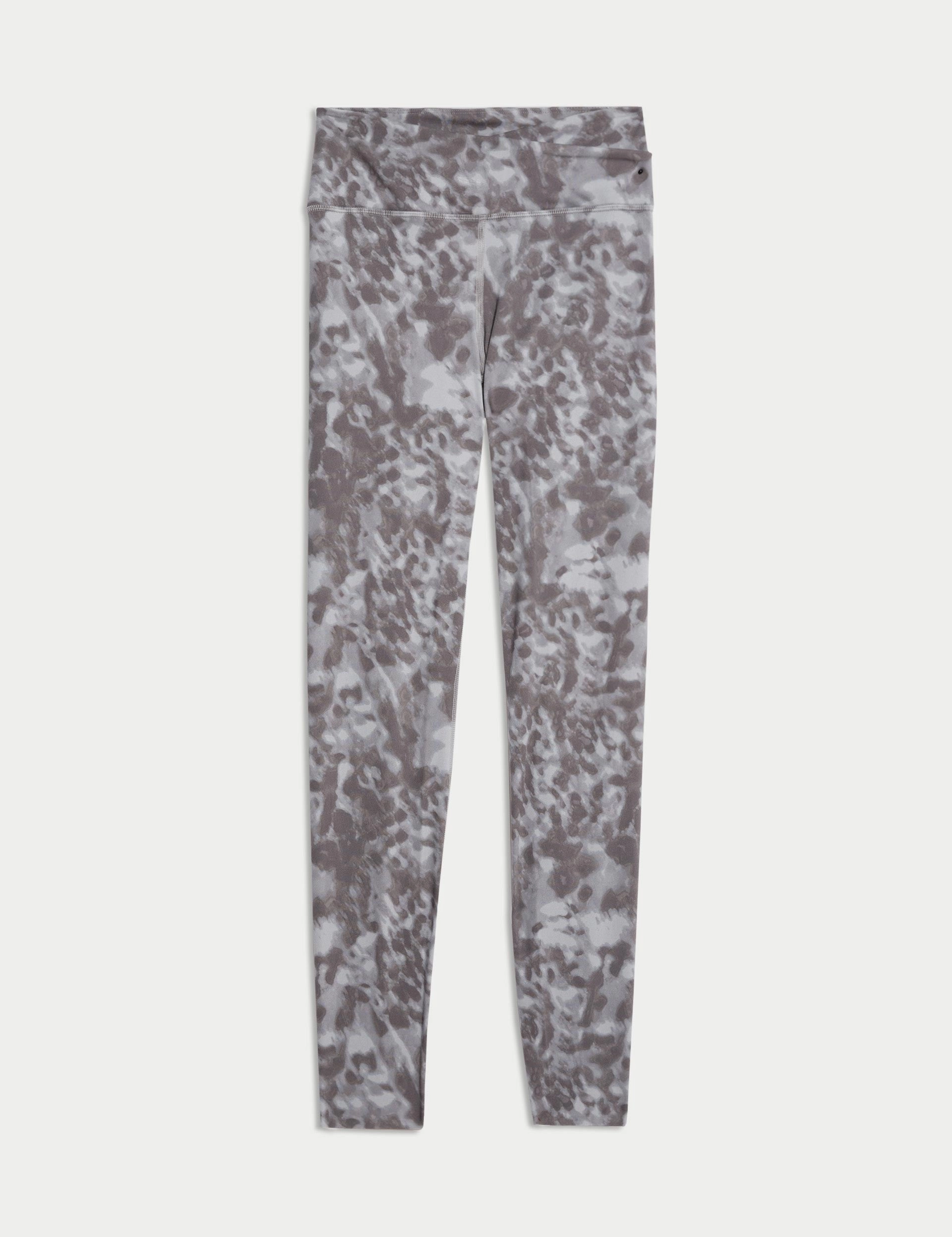 Go Balance Printed Wrap Waist Yoga Leggings - Grey Mix Modern Performance Subtle Curve