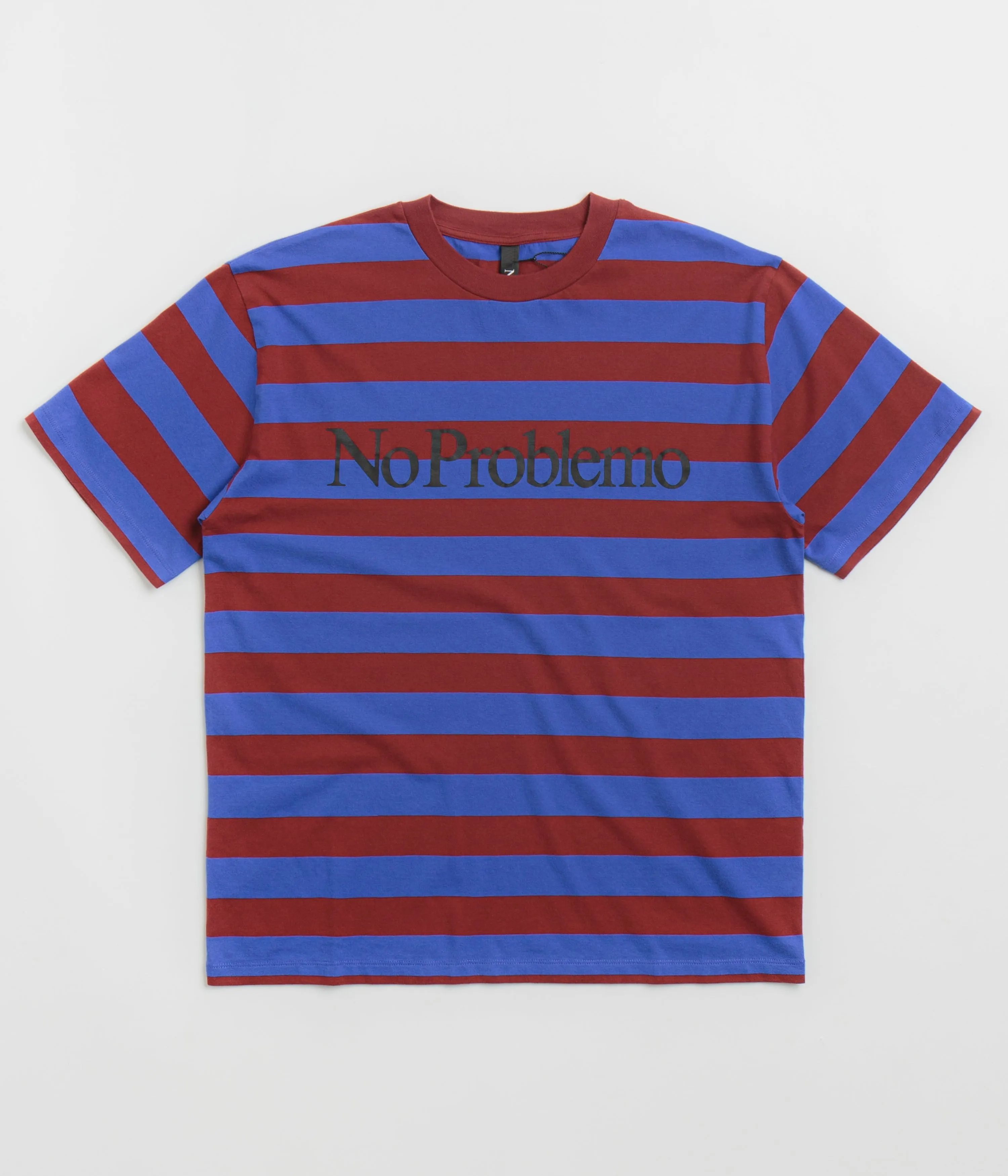 No Problemo Striped T-Shirt - Burgundy Multi Exclusive Beach Vacation