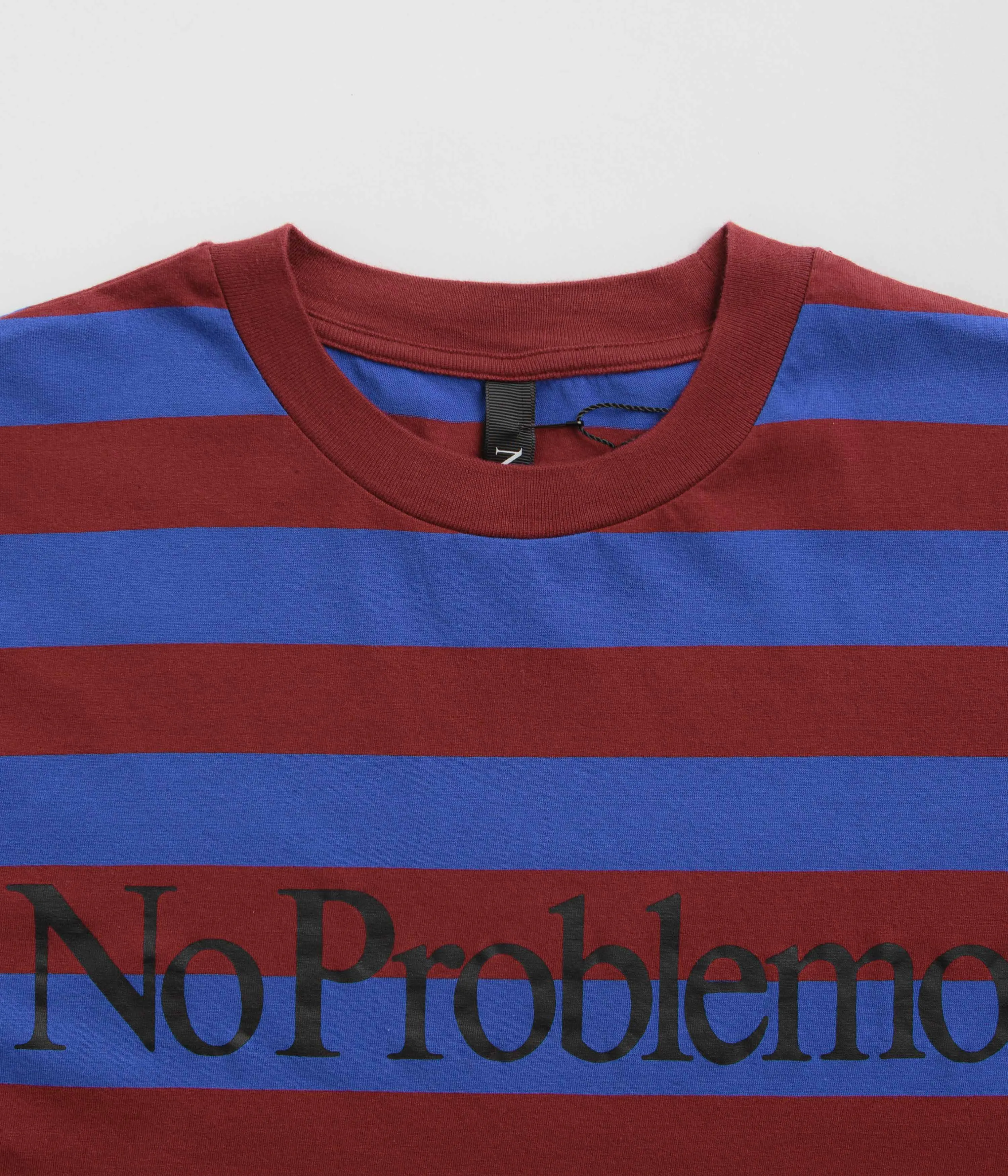 Button No Problemo Striped T-Shirt - Burgundy Multi