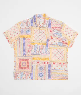 Neutral Tone Work From Home Obey Archie Short Sleeve Shirt - Cream Multi
