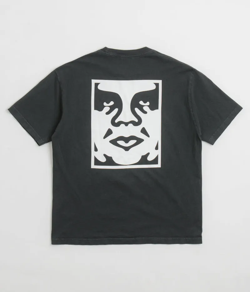 Dancing Obey Bold Icon Face T-Shirt - Pigment True Vintage Black