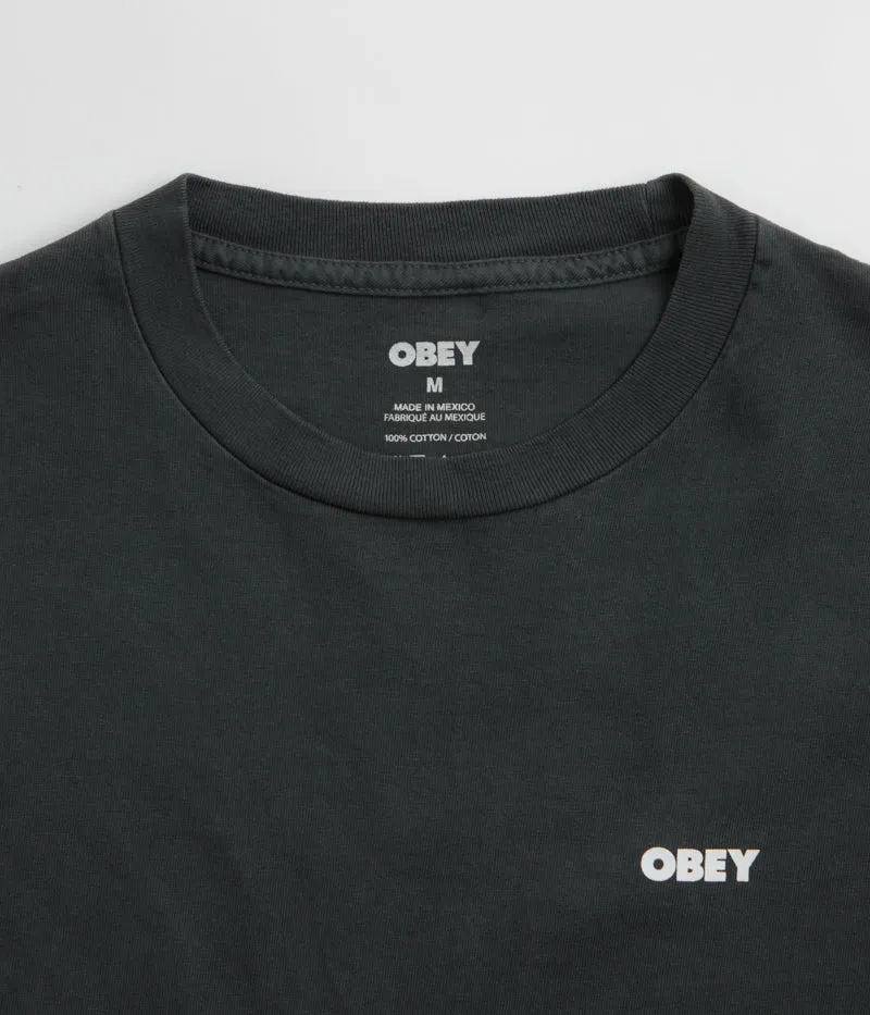 Obey Bold Icon Face T-Shirt - Pigment True Vintage Black cropped legs surfing venue