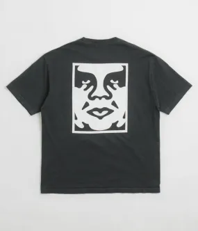Dancing Obey Bold Icon Face T-Shirt - Pigment True Vintage Black