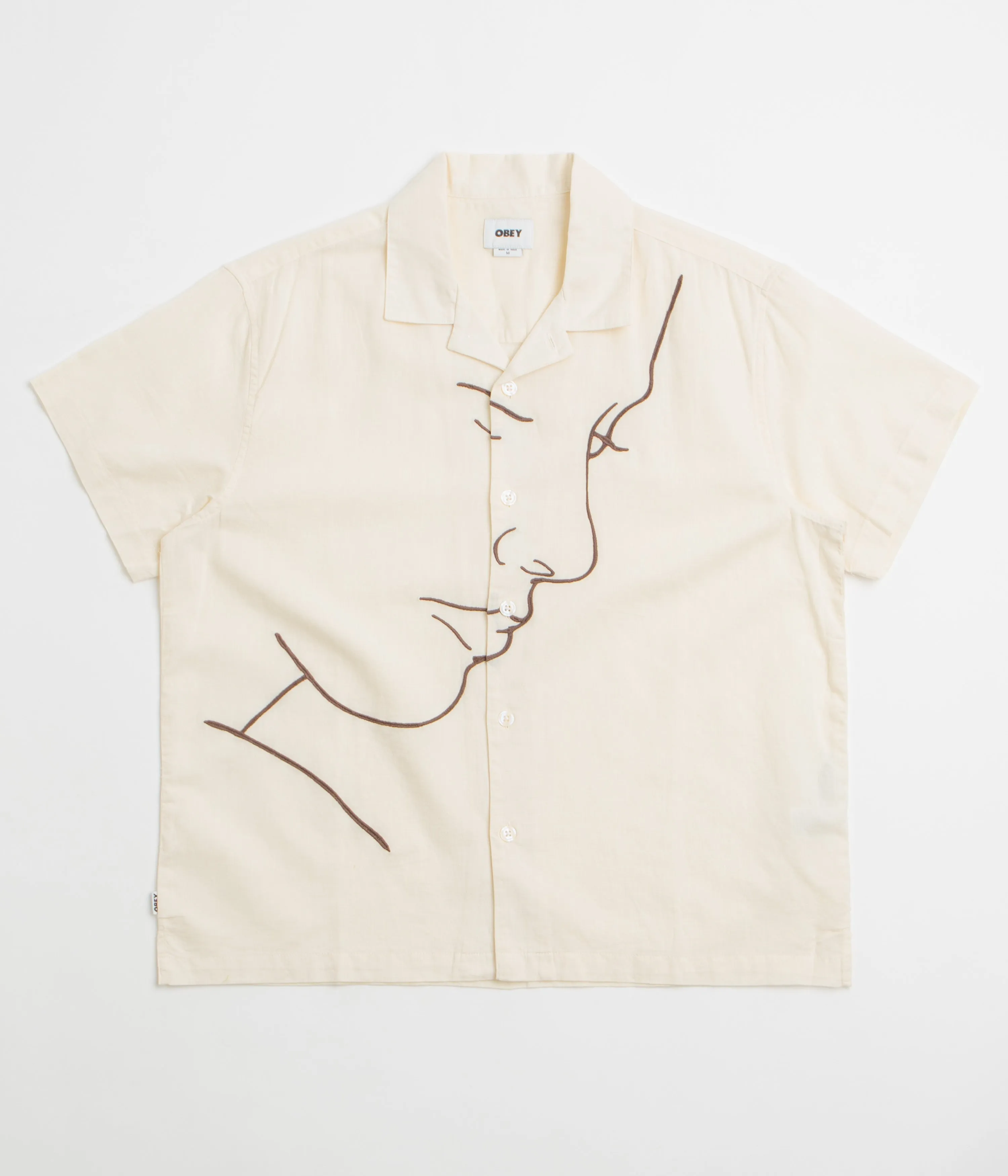 High-End Look Tropical theme Obey Frances Short Sleeve Shirt - Unbleached Multi
