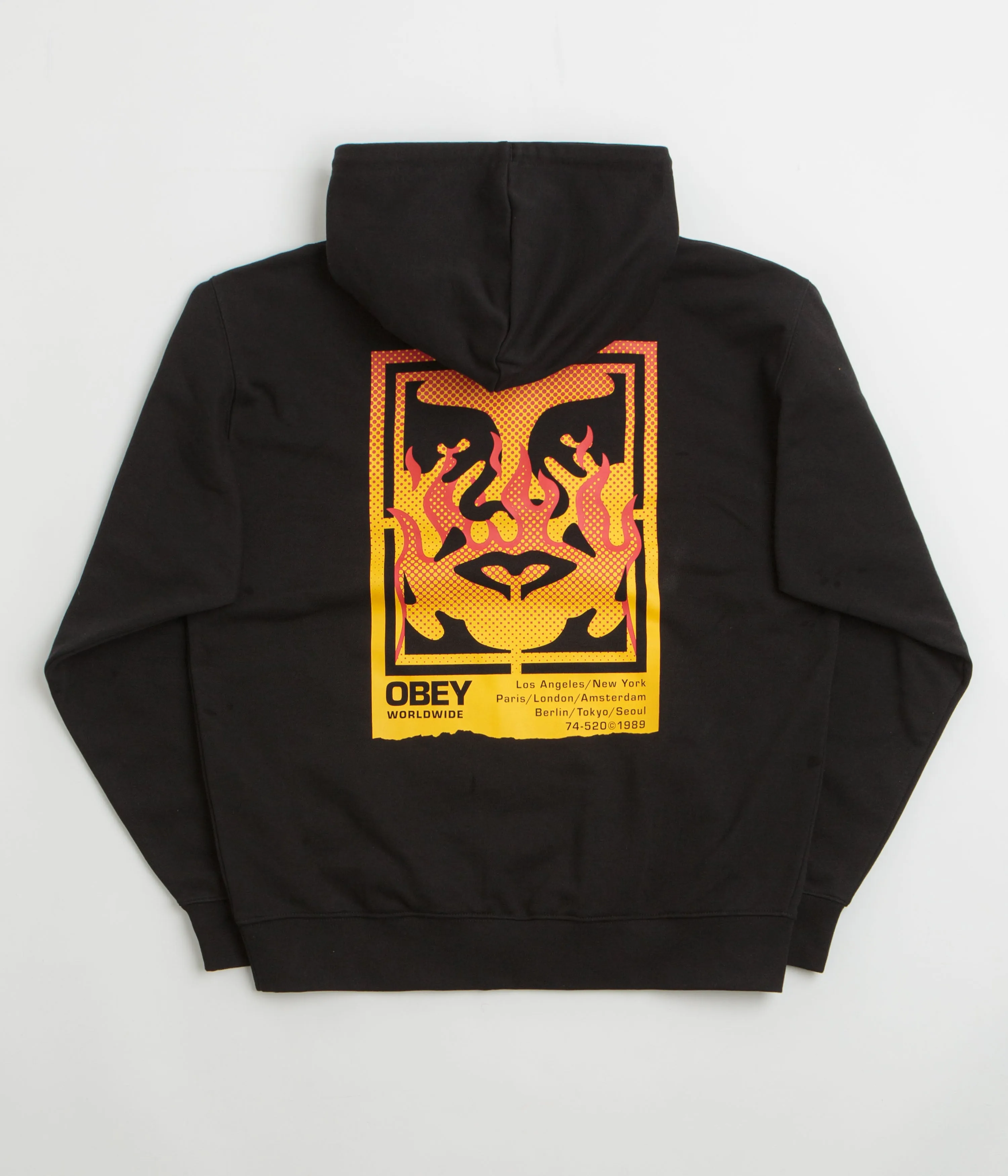 Long sleeve option Obey Icon Stencil Flame Hoodie - Black