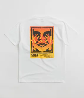 Obey Icon Stencil Flame T-Shirt - White Lightweight indoor venue