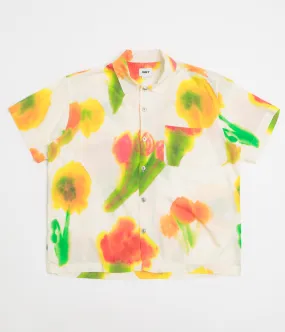 Obey Kinney Short Sleeve Shirt - Cream Multi Anti Pill Treatment Lakeside Relaxation