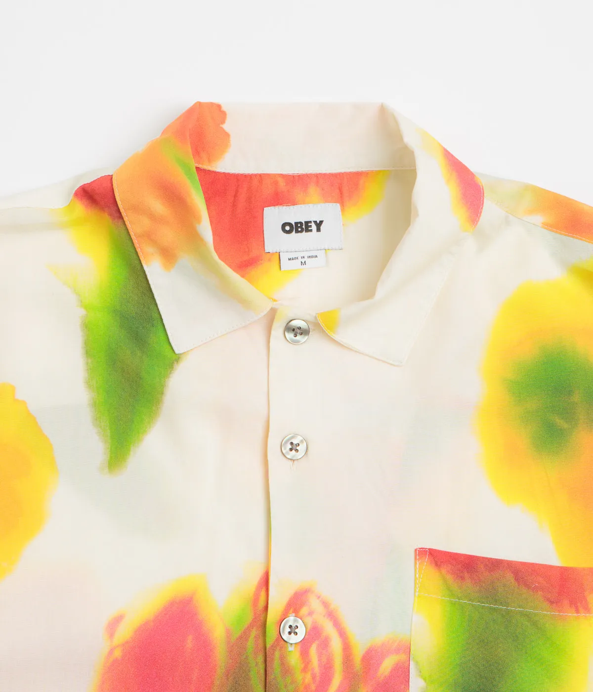 Obey Kinney Short Sleeve Shirt - Cream Multi Urban Edge Boho chic