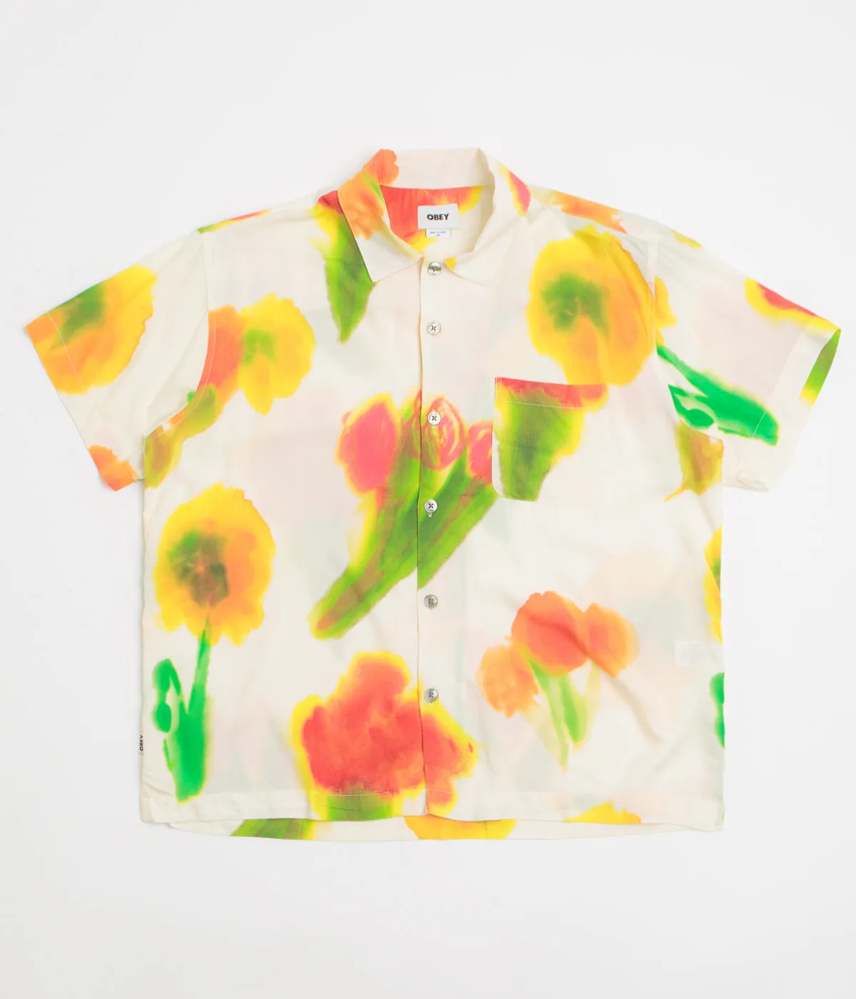 Obey Kinney Short Sleeve Shirt - Cream Multi Smart Look High-End Fashion