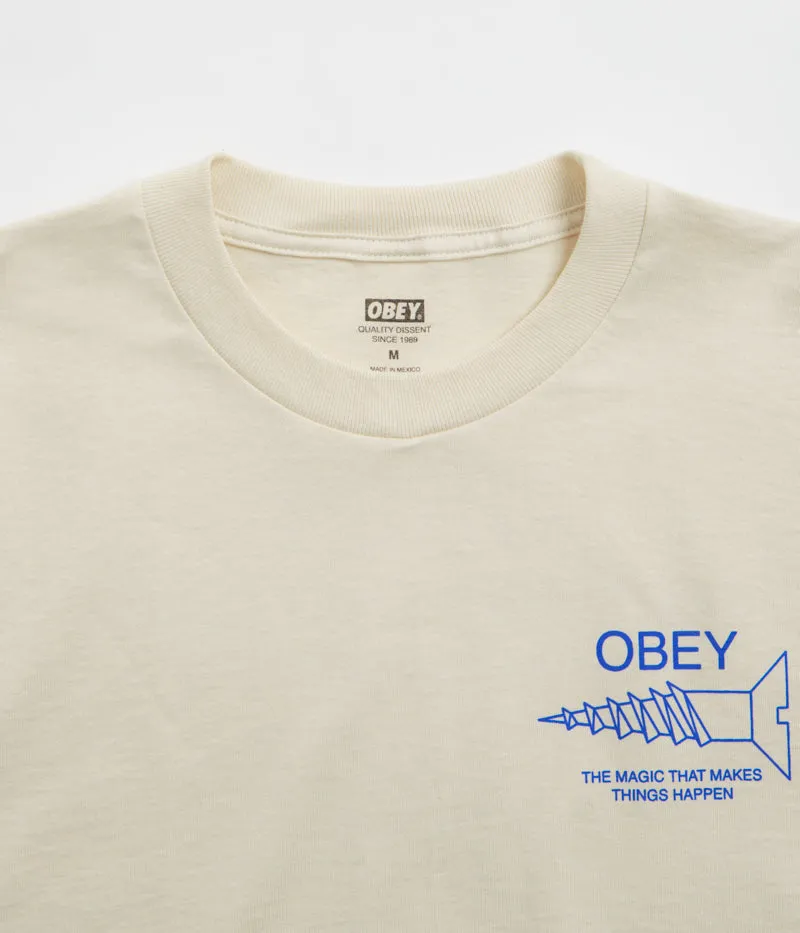 Soft Collar Lining Obey Magic T-Shirt - Cream