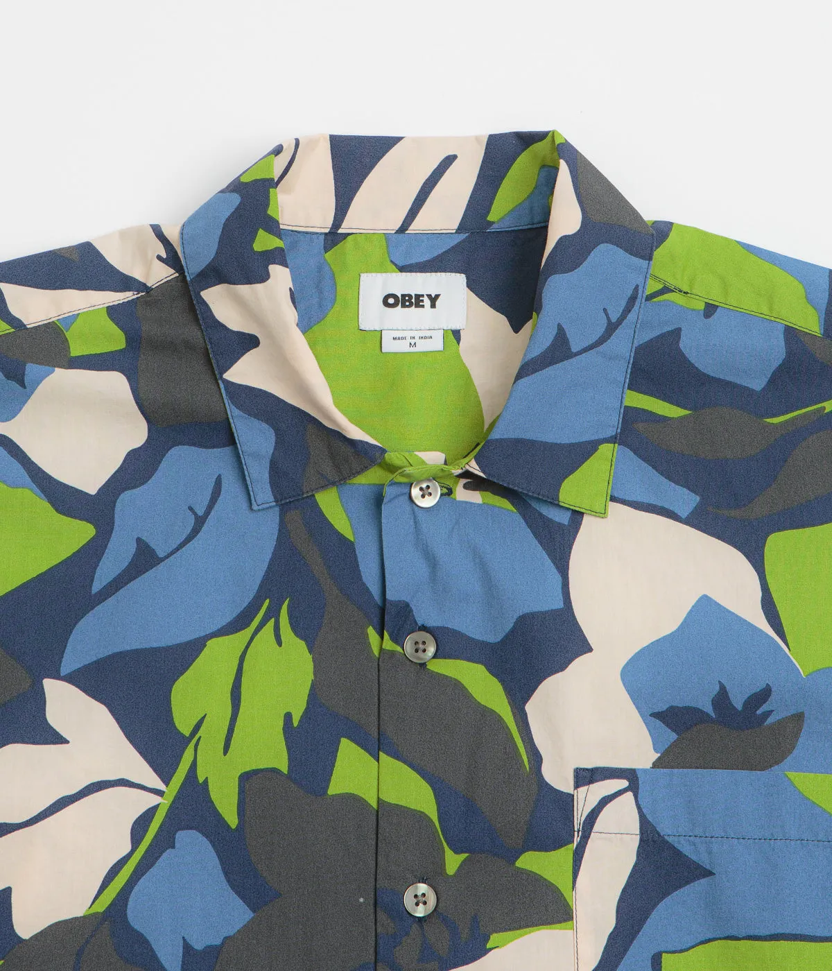 No Slip Shoulder Grip Fitted Cut Obey Maxwell Short Sleeve Shirt - Navy Multi