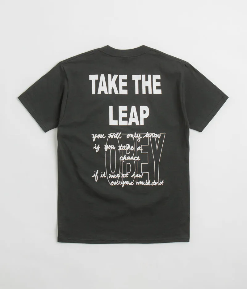 Obey Take The Leap T-Shirt - Vintage Black Wrinkle Resistant