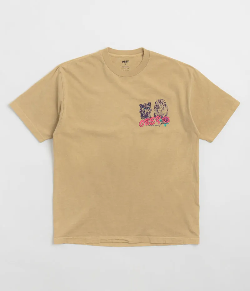 yacht event Eco Friendly Dye Process Obey Unite & Fight T-Shirt - Pigment Light Khaki