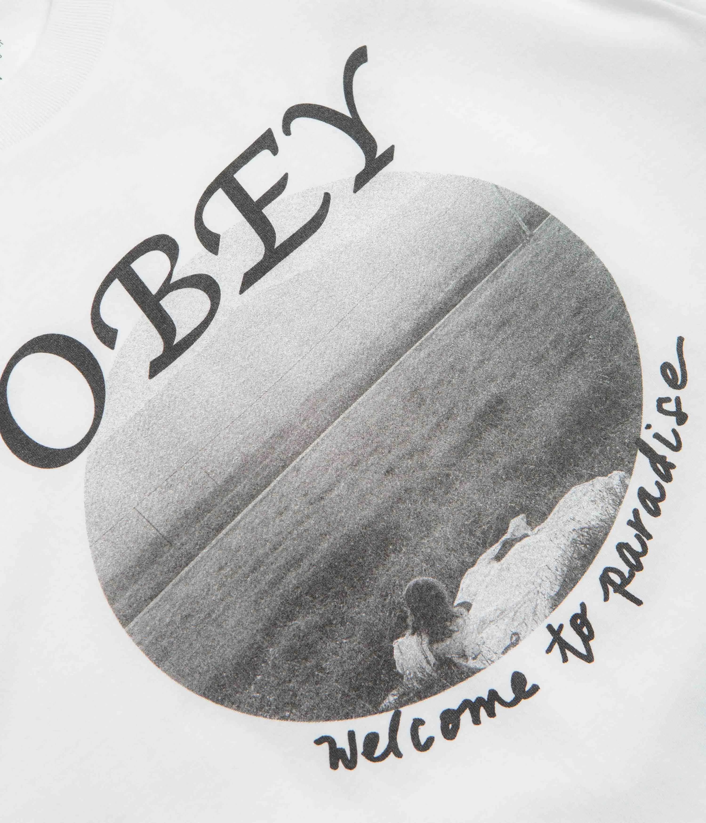 Modernity Seamless Shoulder Transition Obey Welcome To Paradise T-Shirt - White