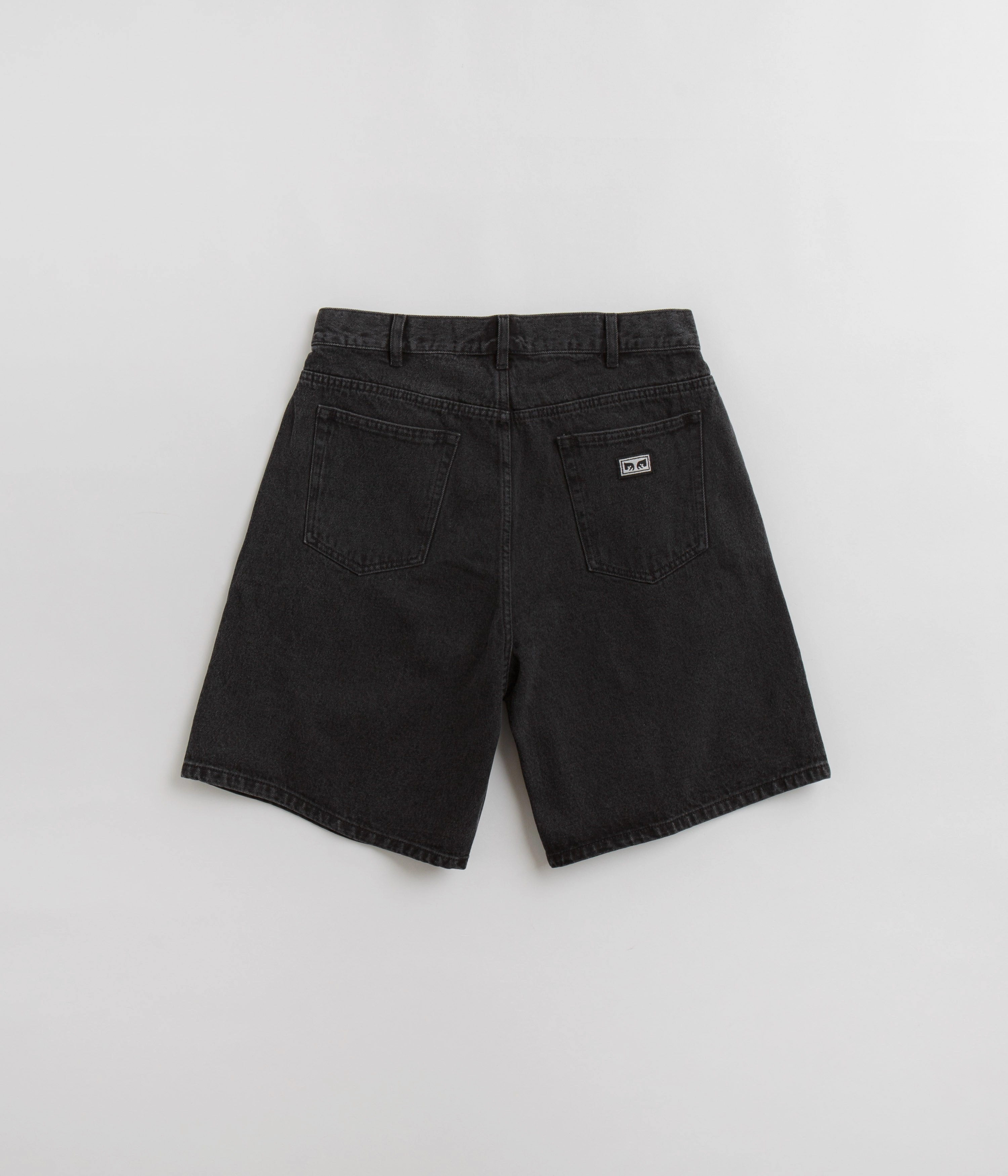 Obey Bigwig Baggy Denim Shorts - Faded Black Crisp Look
