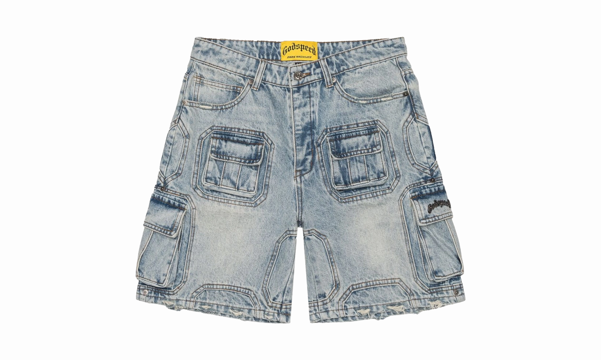 Classic Glow Group Mood Octagon Cargo Denim Shorts "Blue"