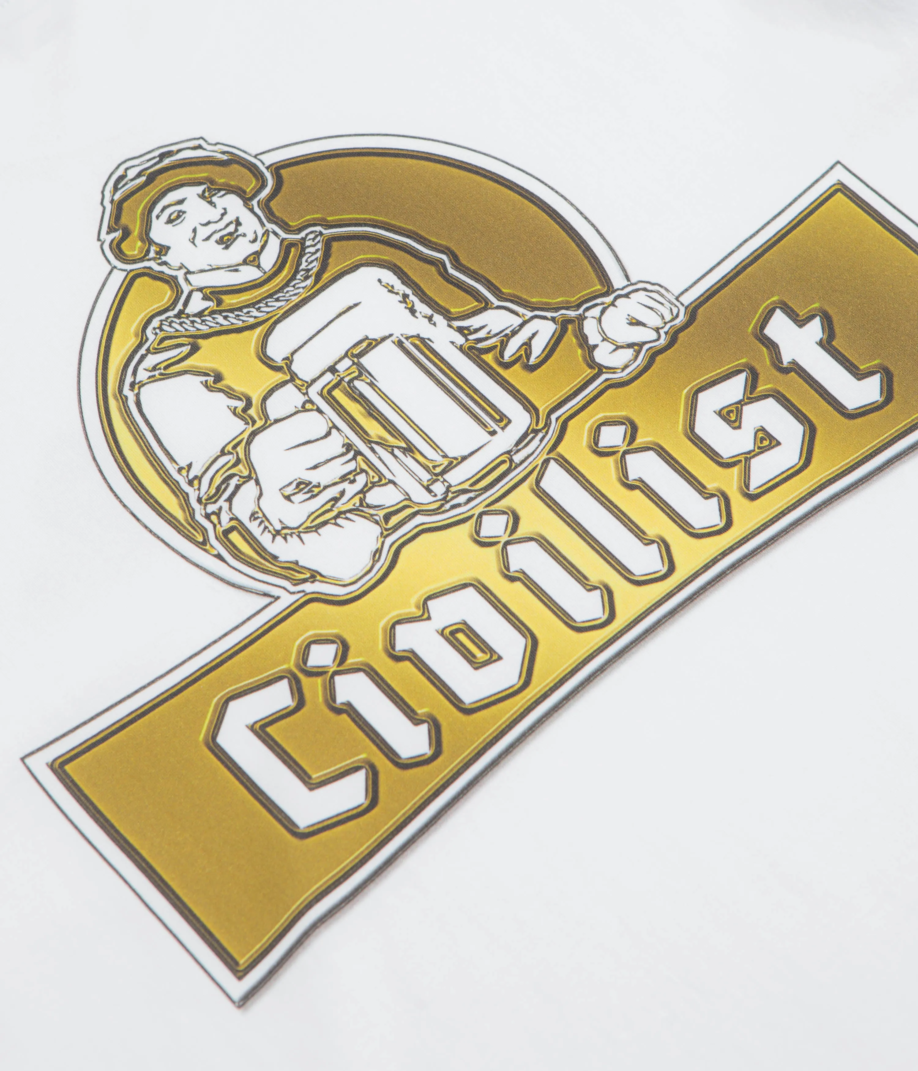 fashionability Patterned Civilist Schulle Chrome T-Shirt - White