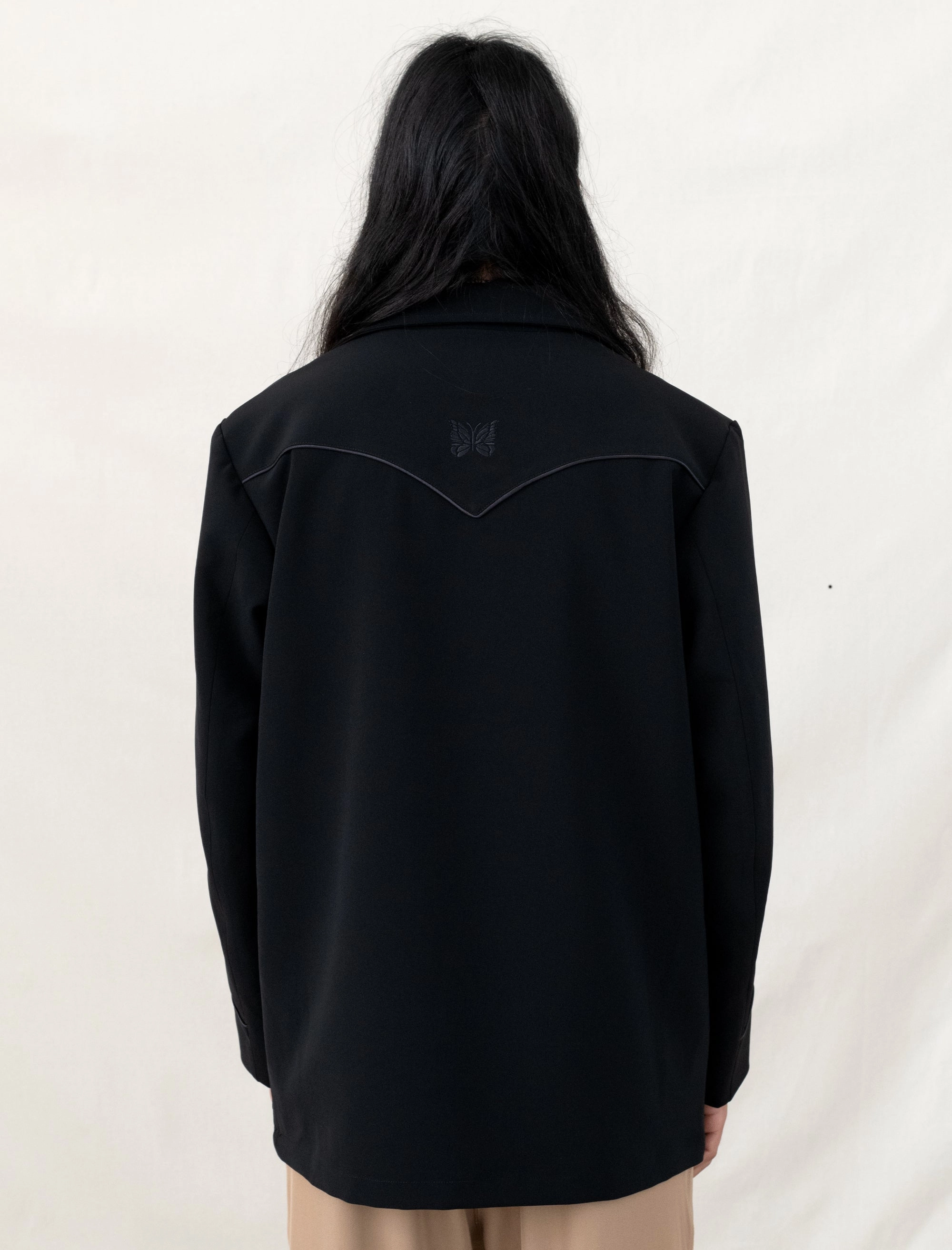 Western Leisure Jacket (Black) Subtle Texture Soft Shell Material