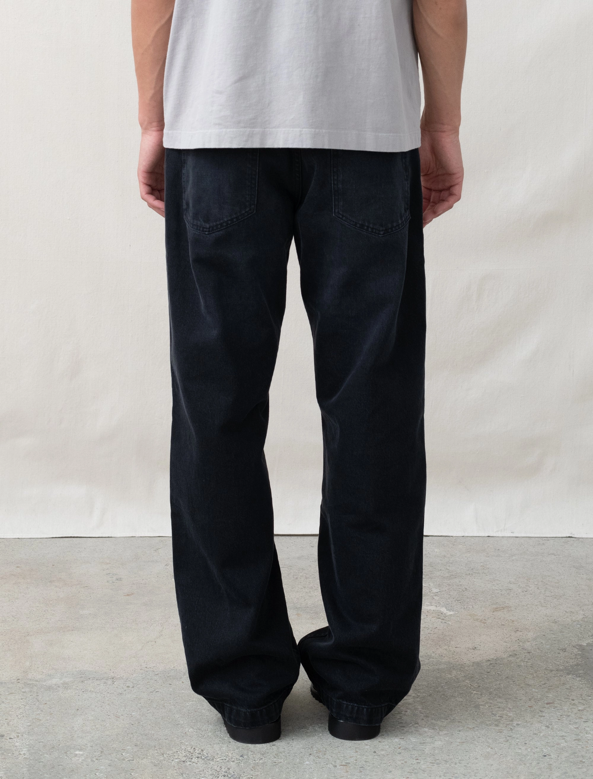 Straight Cut Jeans (Faded Black) Wrinkle-Resistant