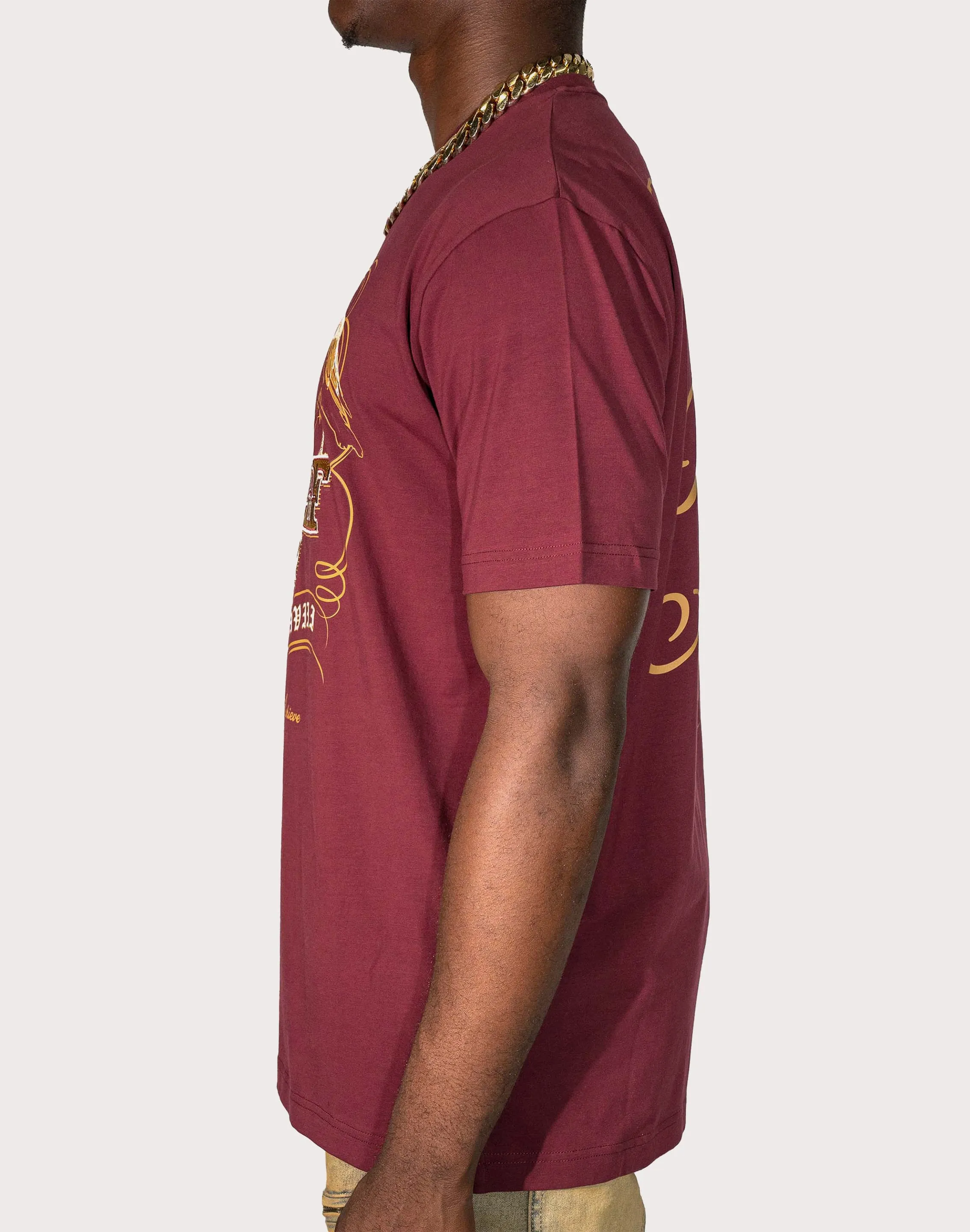 Art Mood Blac Leaf D.B.A. Burgundy Tee