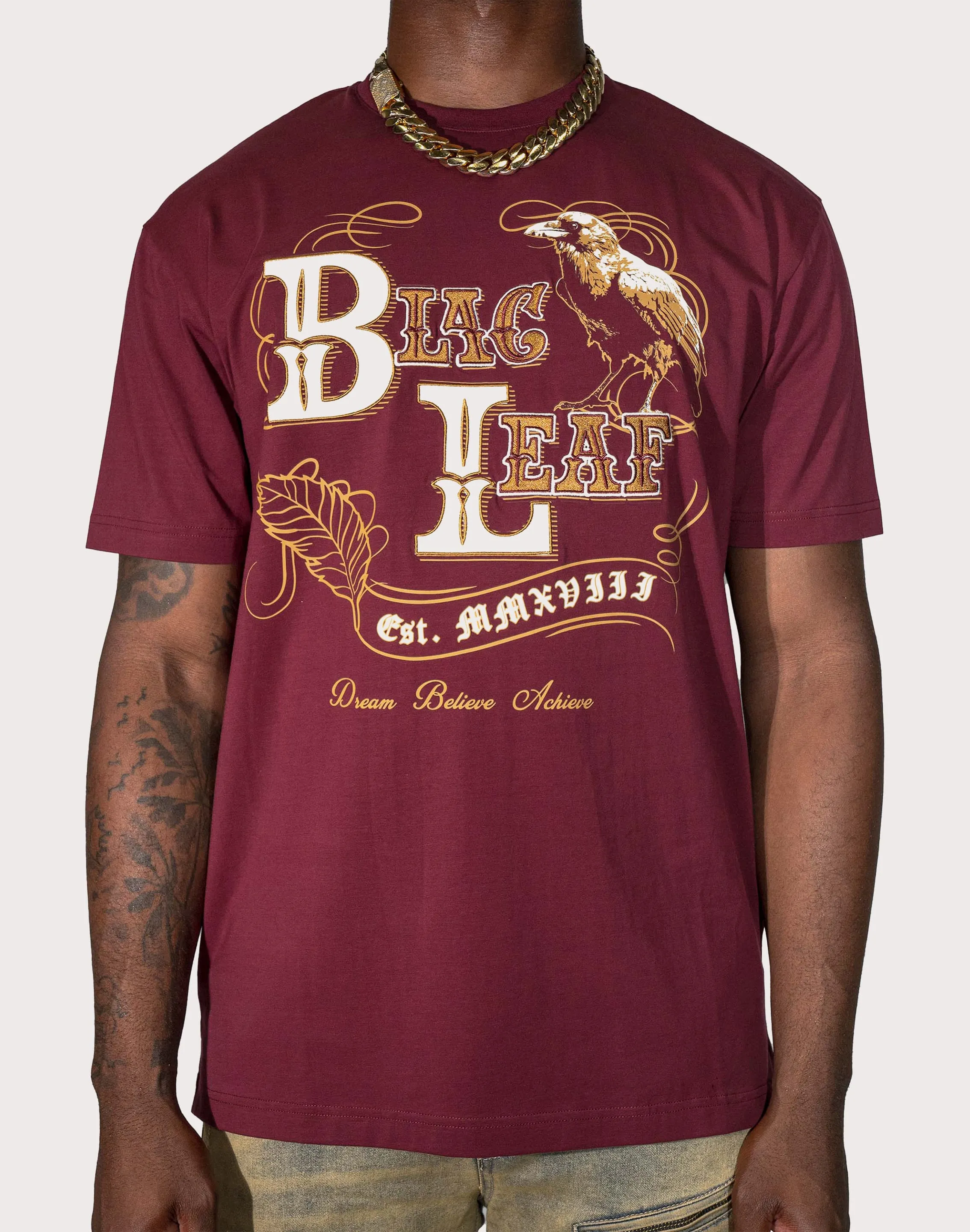 CrossBackStructure Blac Leaf D.B.A. Burgundy Tee