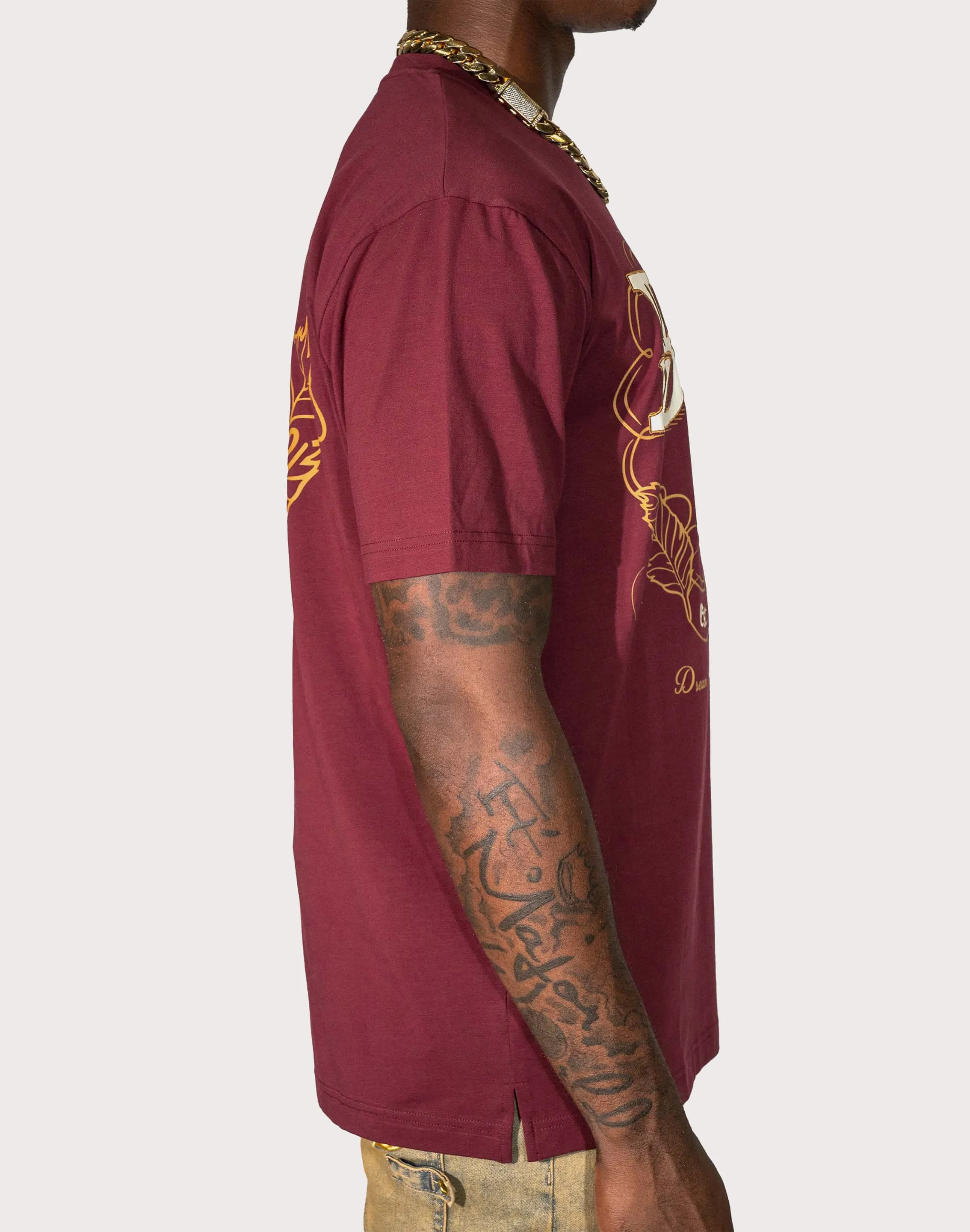 UV Protection NonSlipTrim Blac Leaf D.B.A. Burgundy Tee