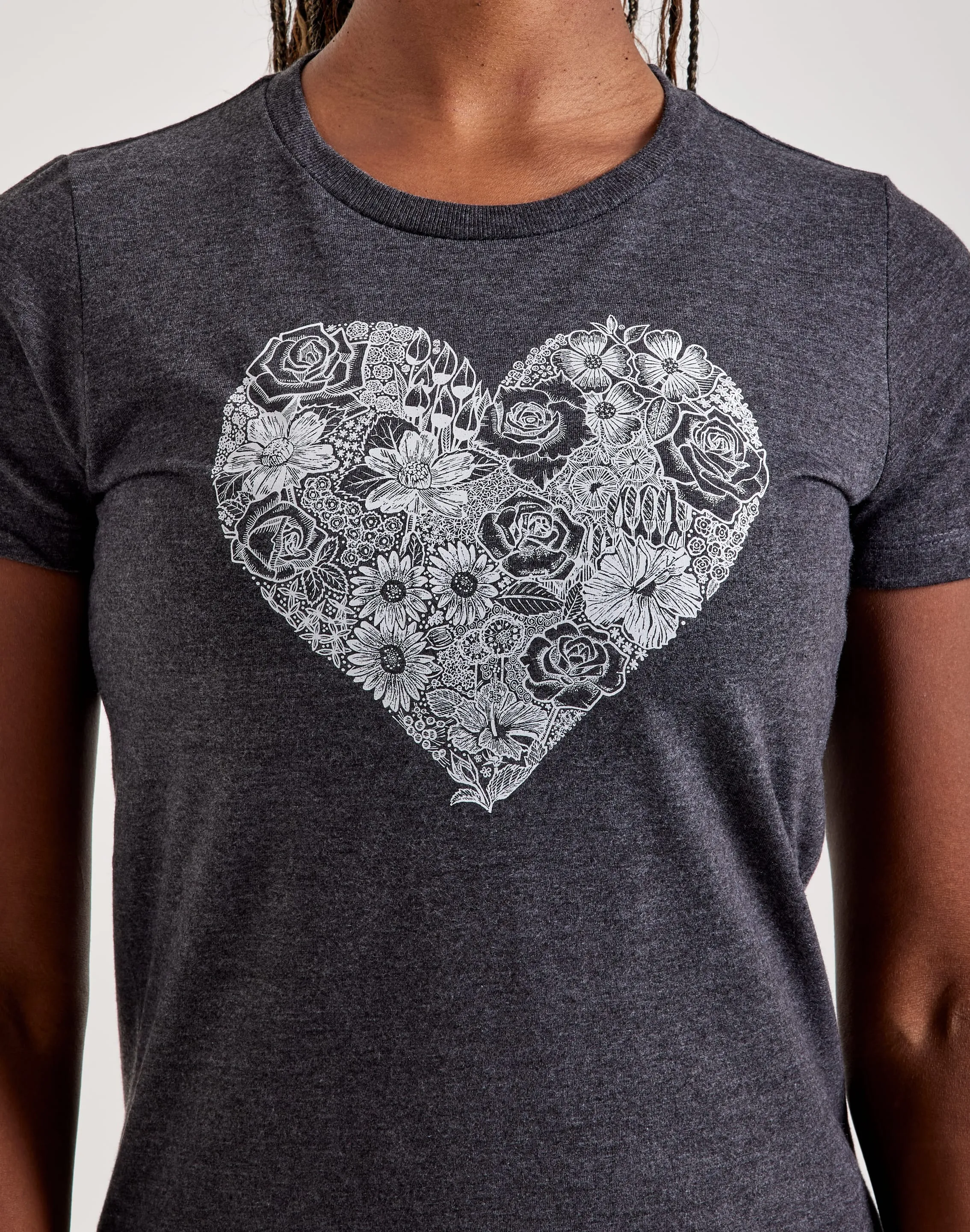 LA Pop Art Heart Flowers Tee Sharp Line Trend Glow