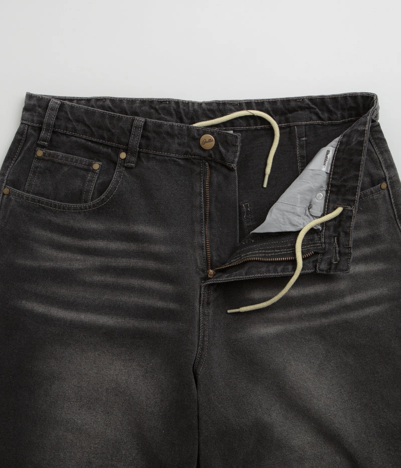 Relaxed Style WindproofLayer Butter Goods Wide Cut Jeans - Washed Black