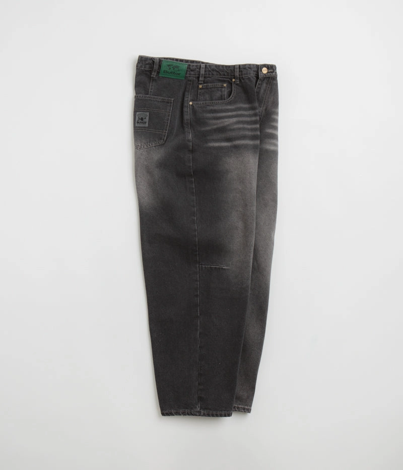 Butter Goods Wide Cut Jeans - Washed Black pilling resistant