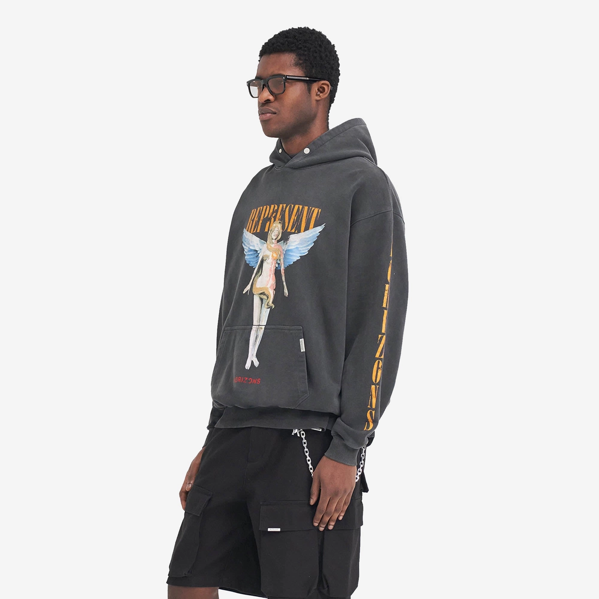 Represent | REBORN HOODIE  { AGED BLACK Dream Feel Metal Core