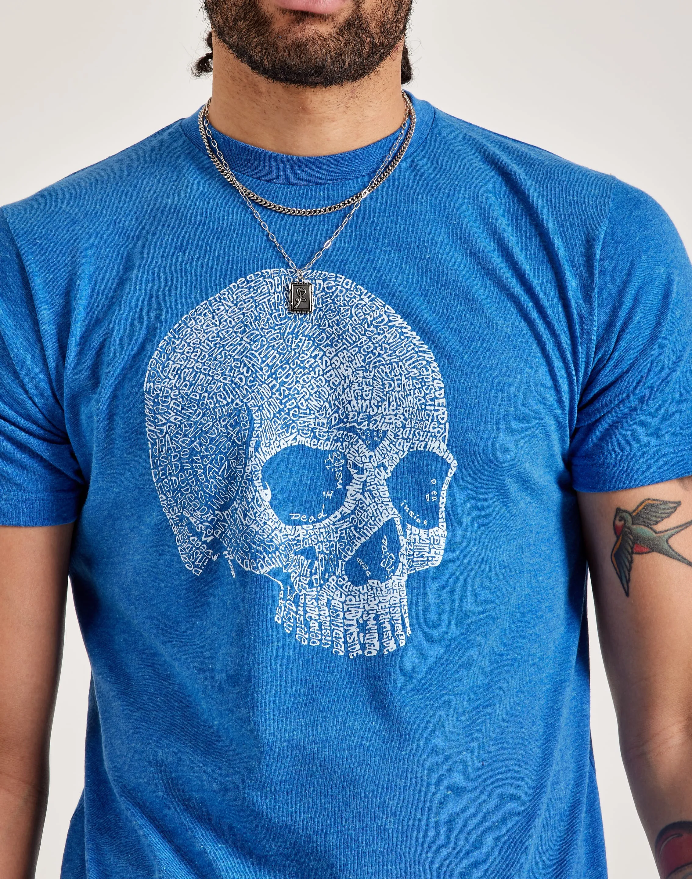 LA Pop Art Word Art Dead Inside Skull Tee Gym Safe Style Mood