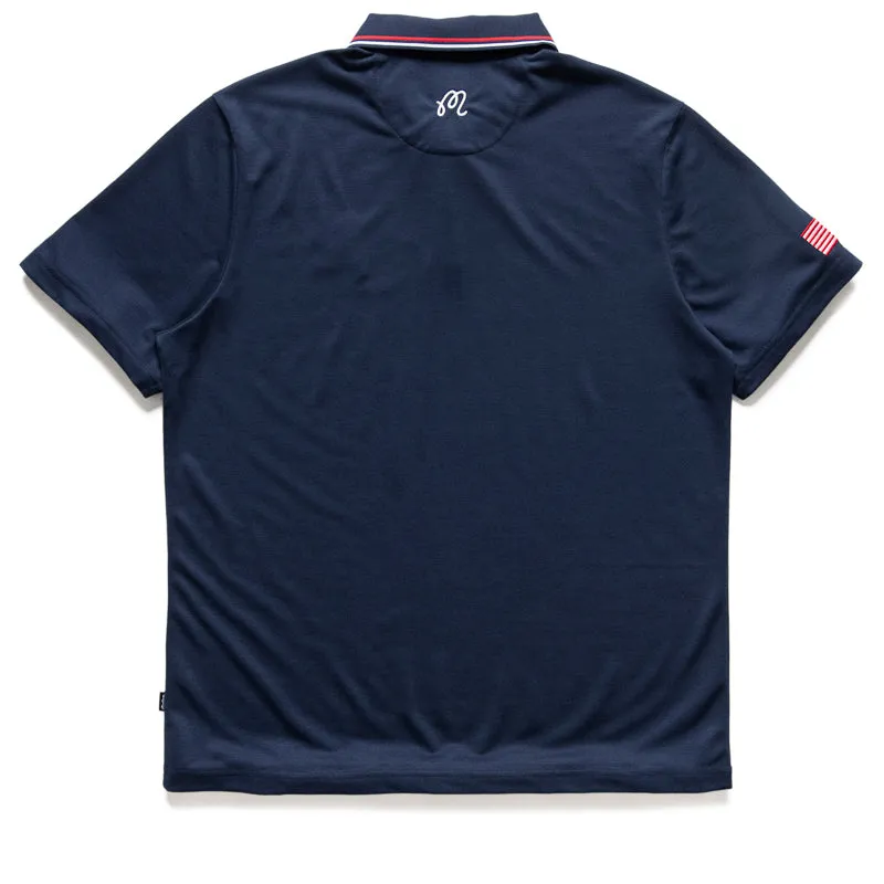 Polished Style Versatile Layering Malbon Golf  Eagle Buckets Performance Pique Polo - Navy