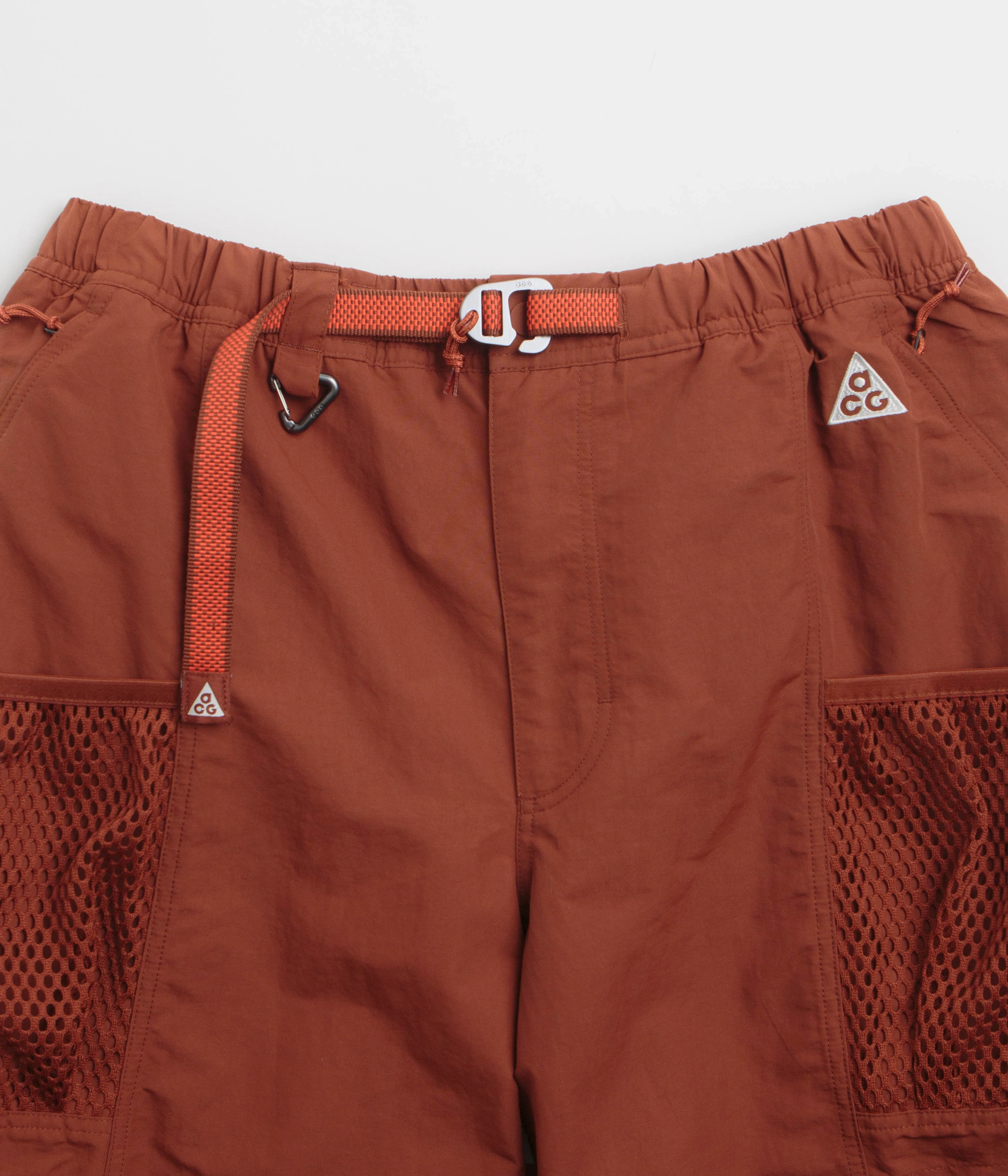 Nike ACG Snowgrass Cargo Shorts - Cinnamon / Picante Red / Summit White Stretch Woven Fabric Sweat Wicking Lining