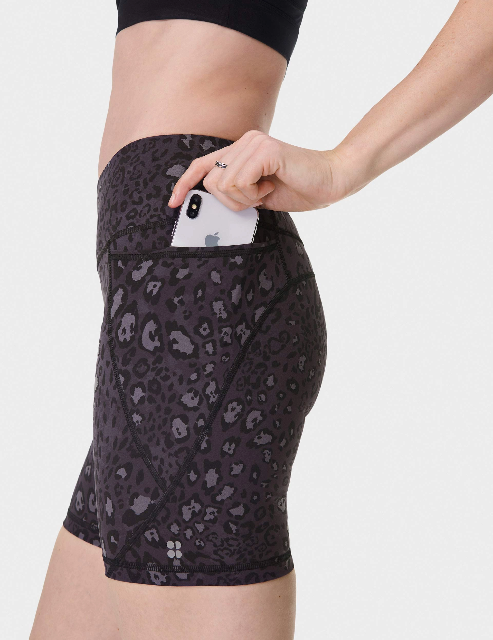 Power 6" Cycling Shorts - Black Luxe Leopard Layer Ready
