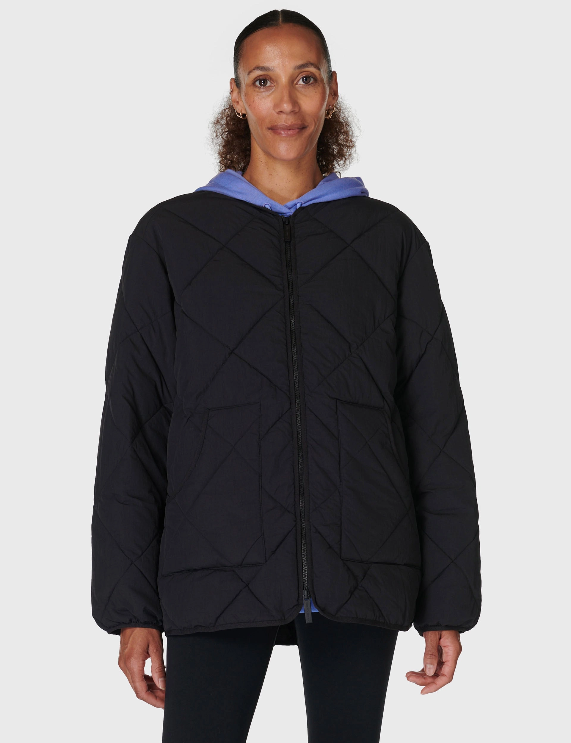 On The Move Quilted Jacket - Black DoubleLayered Collar