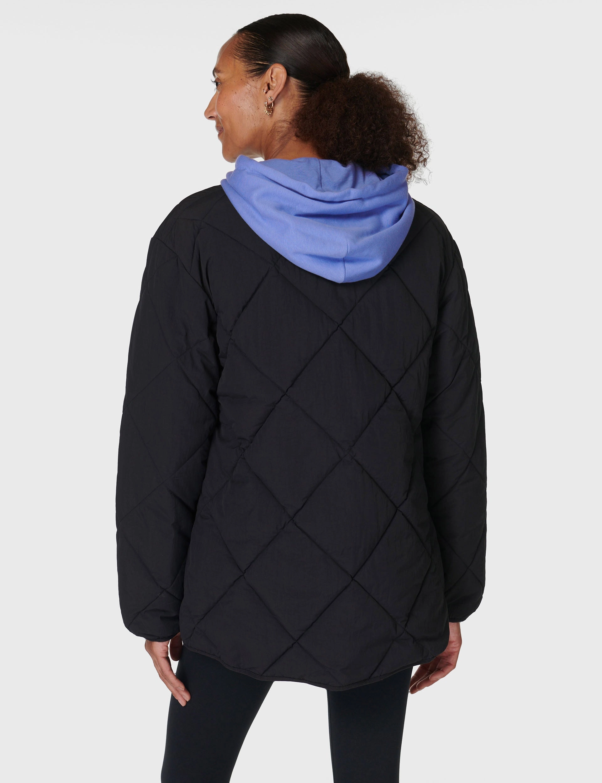 Smooth Finish Roll Up Hood On The Move Quilted Jacket - Black